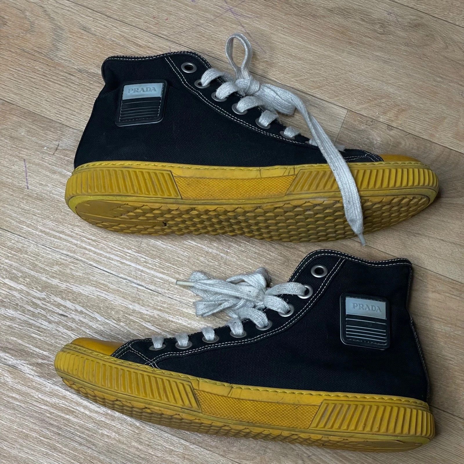 Prada vintage Prada Stratus High top Sneakers canvas SHOES BLACK Size US 6 / IT 36 - 4 Thumbnail