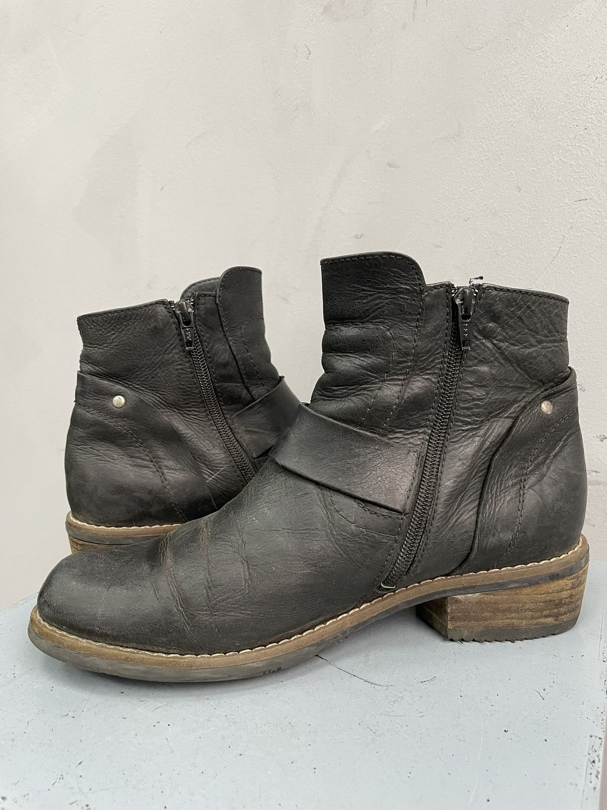 A.S.98 Western 90s Leather Buckle Ankle Boots Workwear Style Size US 7.5 / EU 40-41 - 9 Thumbnail