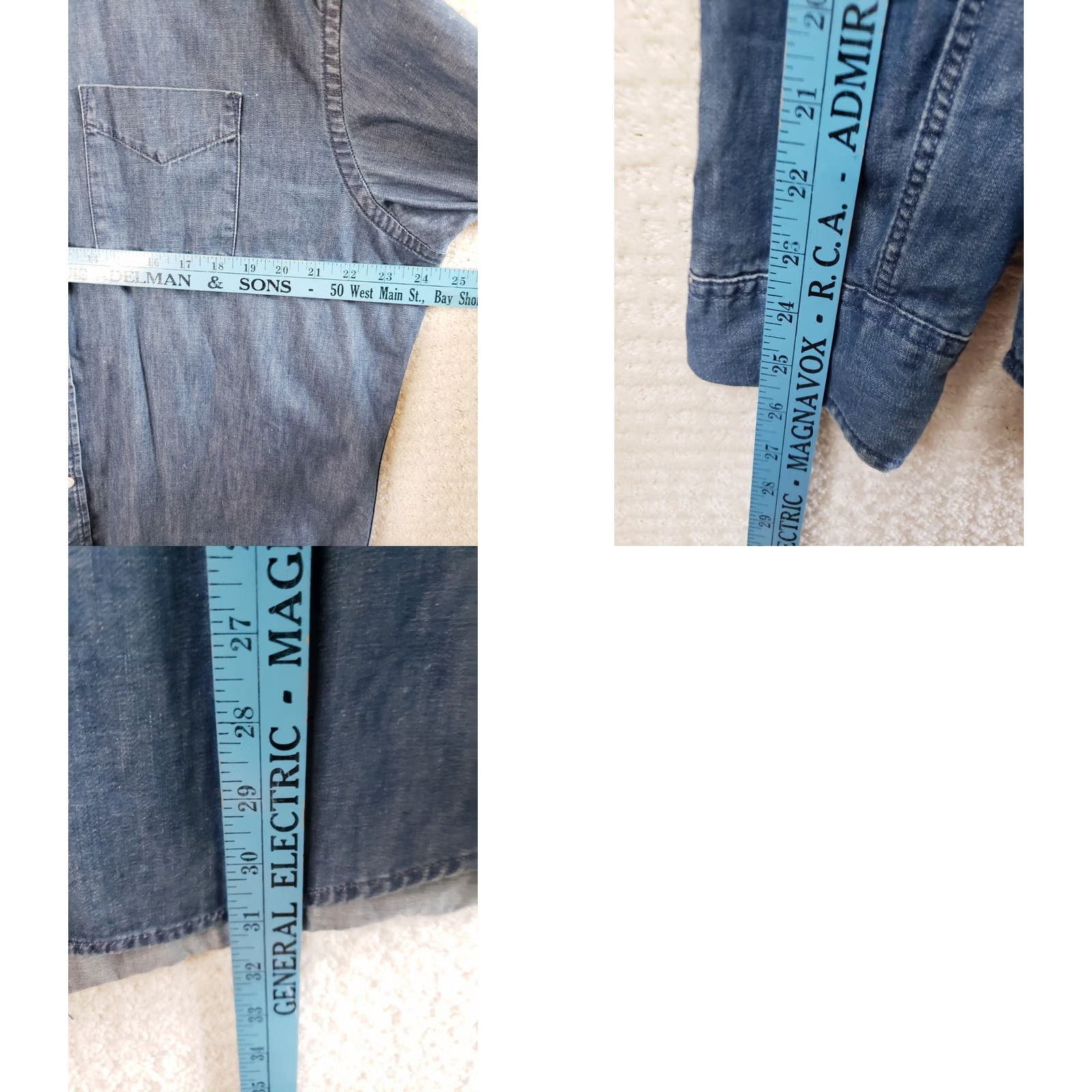 Old Navy Old Navy Denim Shirt Men XL Blue Long Sleeve Button-Up Collared Pocket Casual Classic Crochet? Size US XL / EU 56 / 4 - 8 Thumbnail