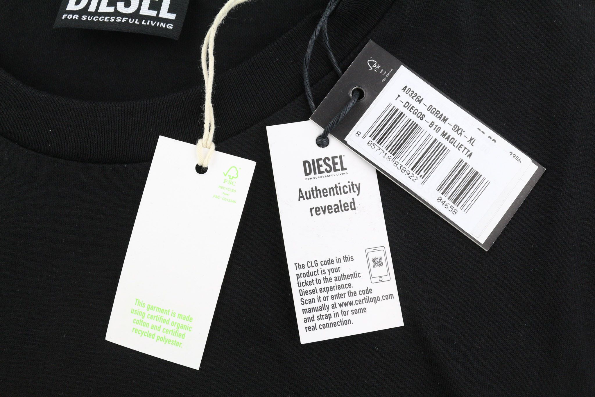Diesel T-DIEGOS-B10 XL Black Short Sleeve Logo Tricot 40339 Size US XL / EU 56 / 4 - 7 Thumbnail