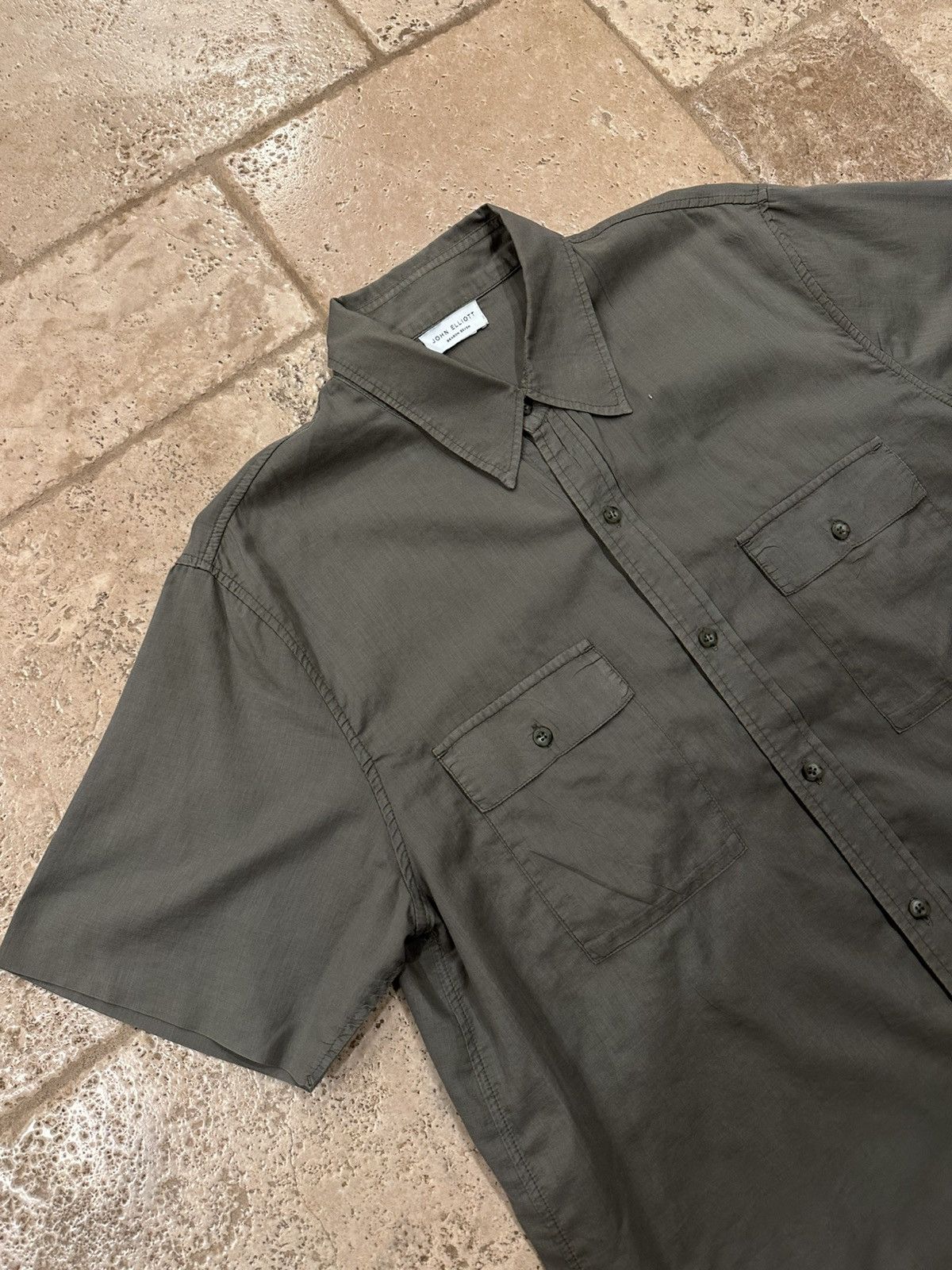 John Elliott John Elliott Military Olive Green Cargo Tech Button Up Shirt Size US L / EU 52-54 / 3 - 3 Thumbnail