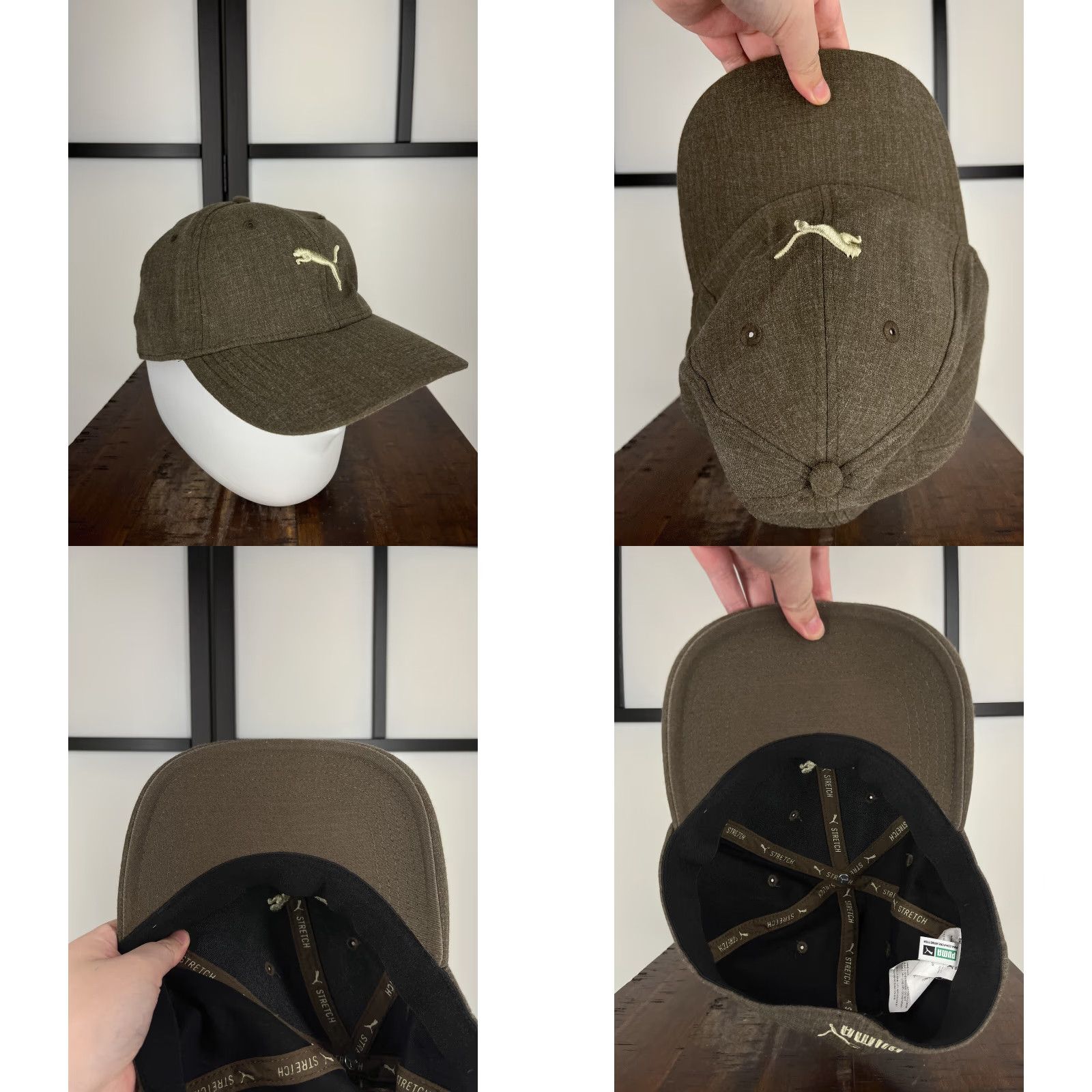 Puma PUMA Hat Cap Fitted Adult One Size Gray Brown Polyester Viscose Blend Stretch Hat/Cap Mens Golf Hat Gray PUMA Logo 90s Outdoor Sports Size ONE SIZE - 8 Thumbnail