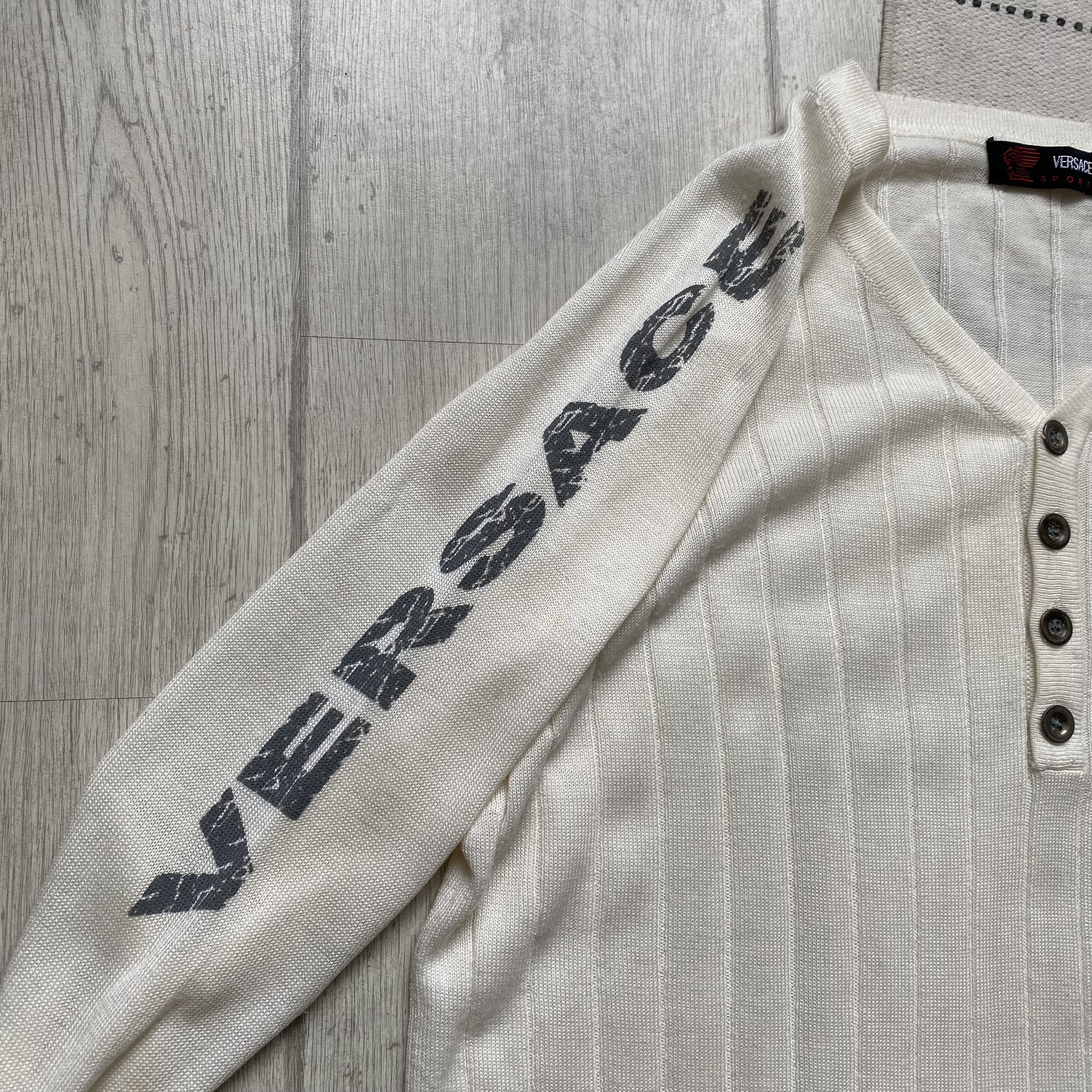 Versace Vintage 90s Versace Sport Ribbed Knit Sweater V-neck opium Size US L / EU 52-54 / 3 - 2 Thumbnail