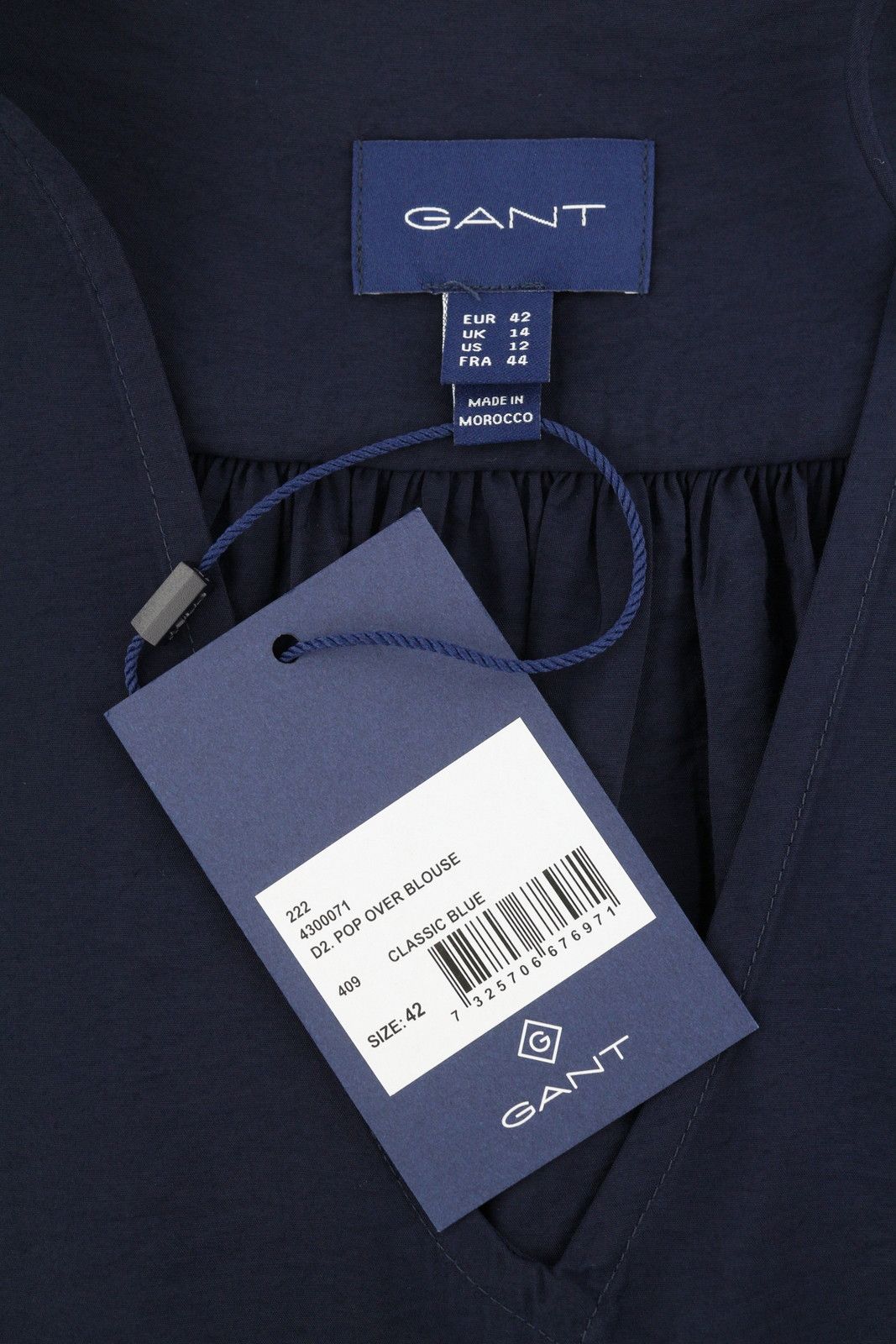 Gant POP OVER EU42 Classic Blue V-Neck Thin 3/4 Sleeves 87528 Size XL / US 12-14 / IT 48-50 - 7 Thumbnail