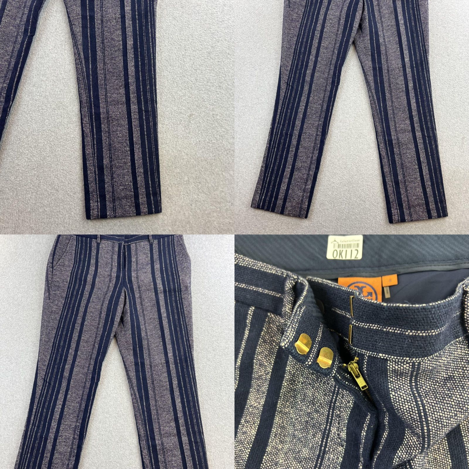 Tory Burch Tory Burch Pants Womens 8 Navy Blue Striped Tailored Trouser Dressy Work Pants Size 30" / US 8 / IT 44 - 8 Thumbnail