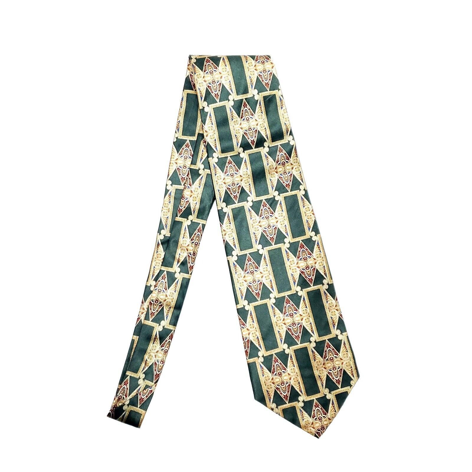 Croft & Barrow Croft & Barrow Silk Tie Print Green Geometric Short Wide Size ONE SIZE - 6 Thumbnail
