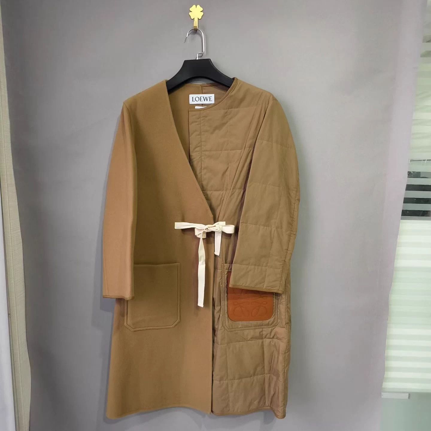 Loewe LOEWE leather patch logo khaki wool-cotton padded overcoat Size XS / US 0-2 / IT 36-38 - 1 Thumbnail