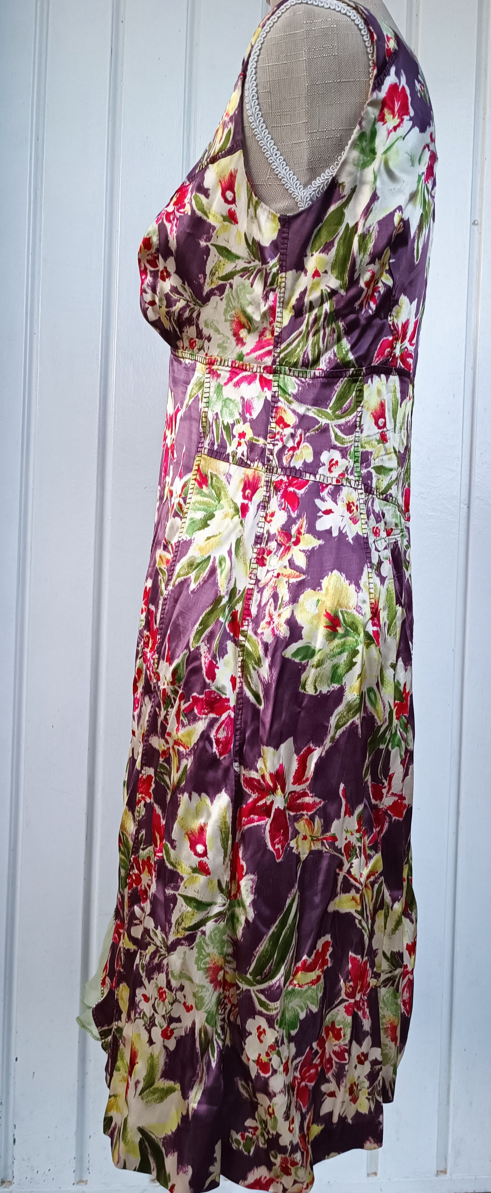 Jean Paul Gaultier 2000's- Midi dress in shiny purple satin Size M / US 6-8 / IT 42-44 - 16 Thumbnail