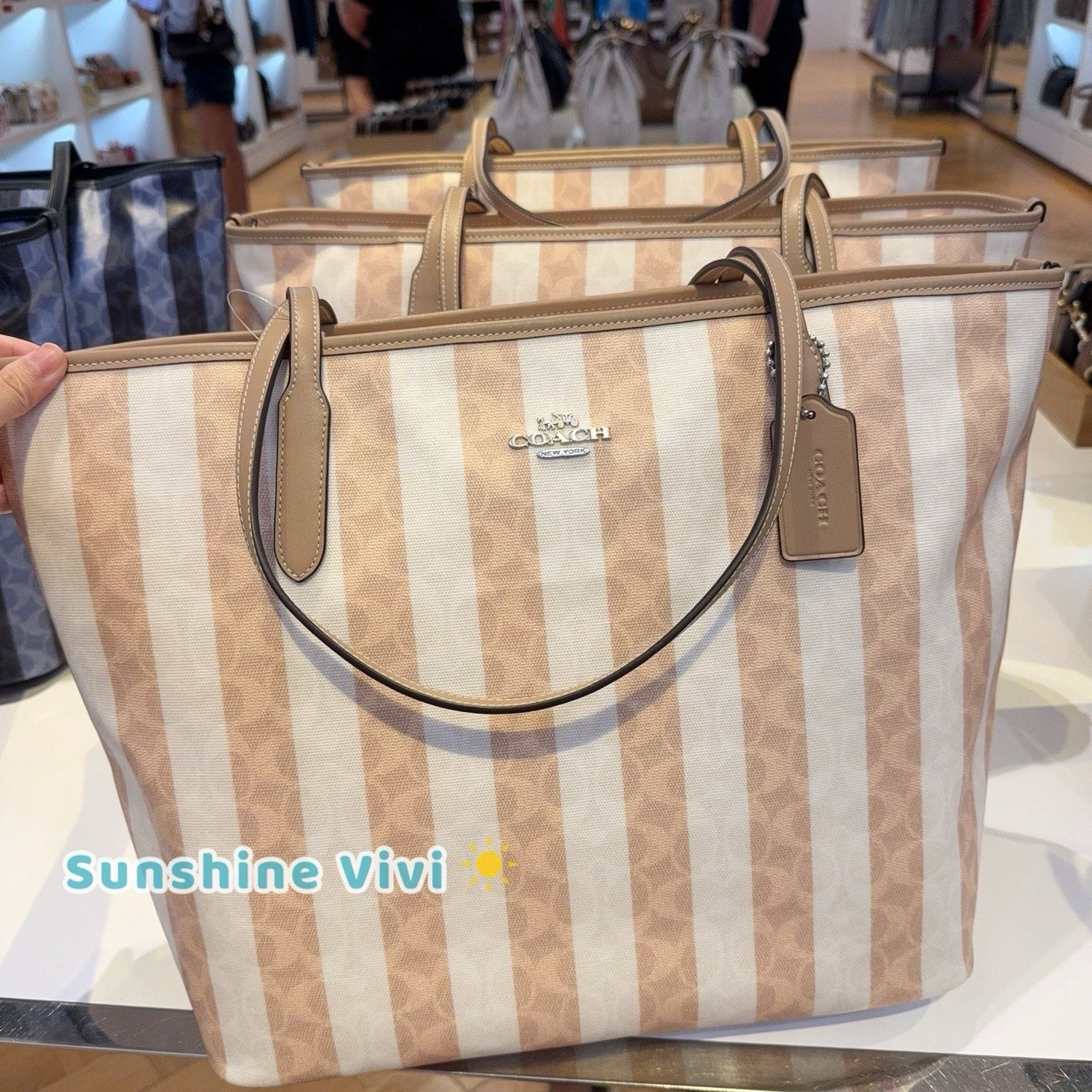 Coach NWT Coach Large City Tote Bag Signature Stripe CBI03