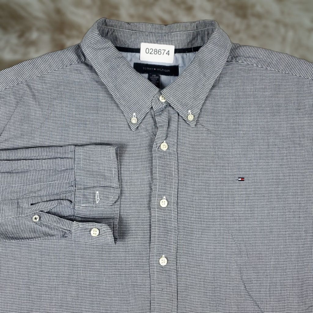 Tommy Hilfiger VINTAGE Tommy Hilfiger Shirt Mens 2XL Blue Houndstooth Button-Up Long Sleeve Regular Fit Collared Logo Pocket All Seasons Men Size US XXL / EU 58 / 5 - 1 Thumbnail