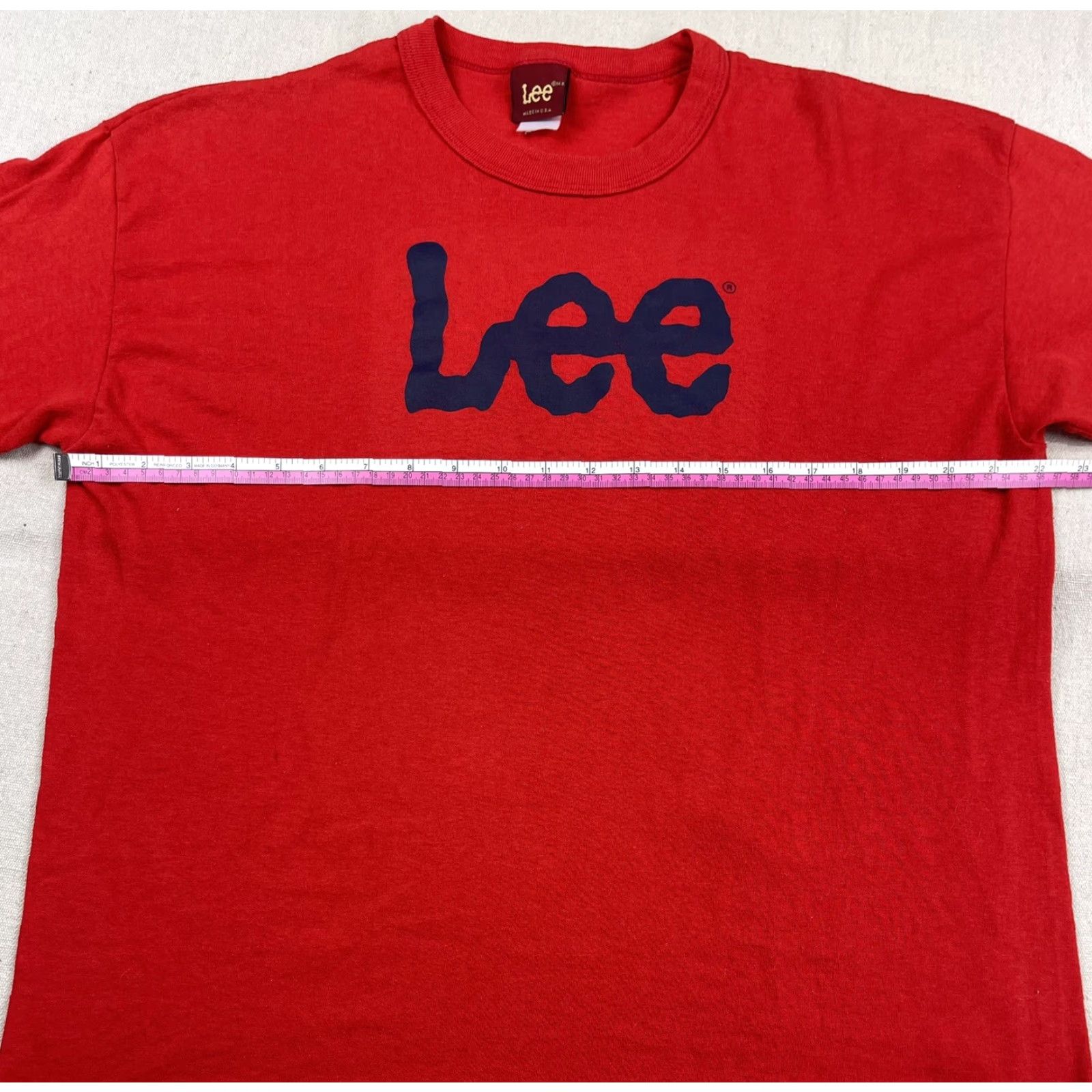 Lee VINTAGE Lee Logo T-Shirt 70s 80s Short Sleeve Regular Fit Adult Large Red Retro Mens Size US L / EU 52-54 / 3 - 5 Thumbnail