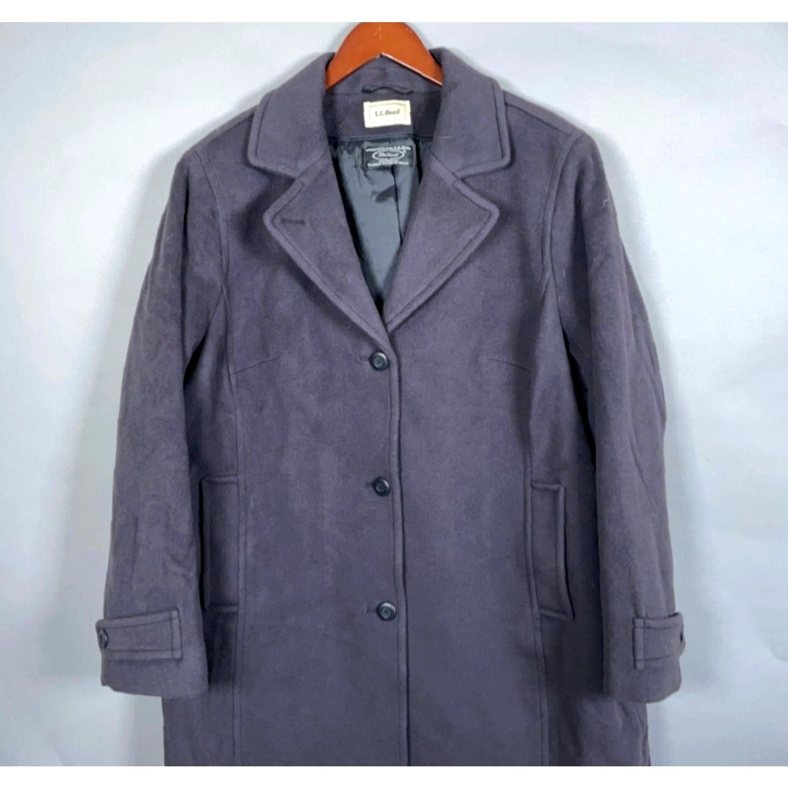 Vintage VINTAGE L.L. Bean Bellandi Wool Coat Women's 1X Dark Blue 3M Thinsulate Lining Italy Jacket/Coat Size XL / US 12-14 / IT 48-50 - 4 Thumbnail
