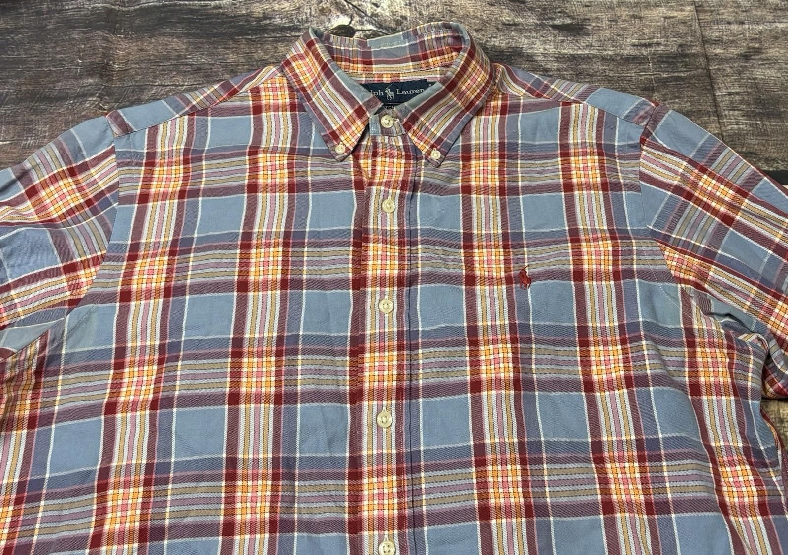 Polo Ralph Lauren VTG Polo Ralph Lauren Shirt Mens Large Long Sleeve Orange Size US L / EU 52-54 / 3 - 4 Thumbnail