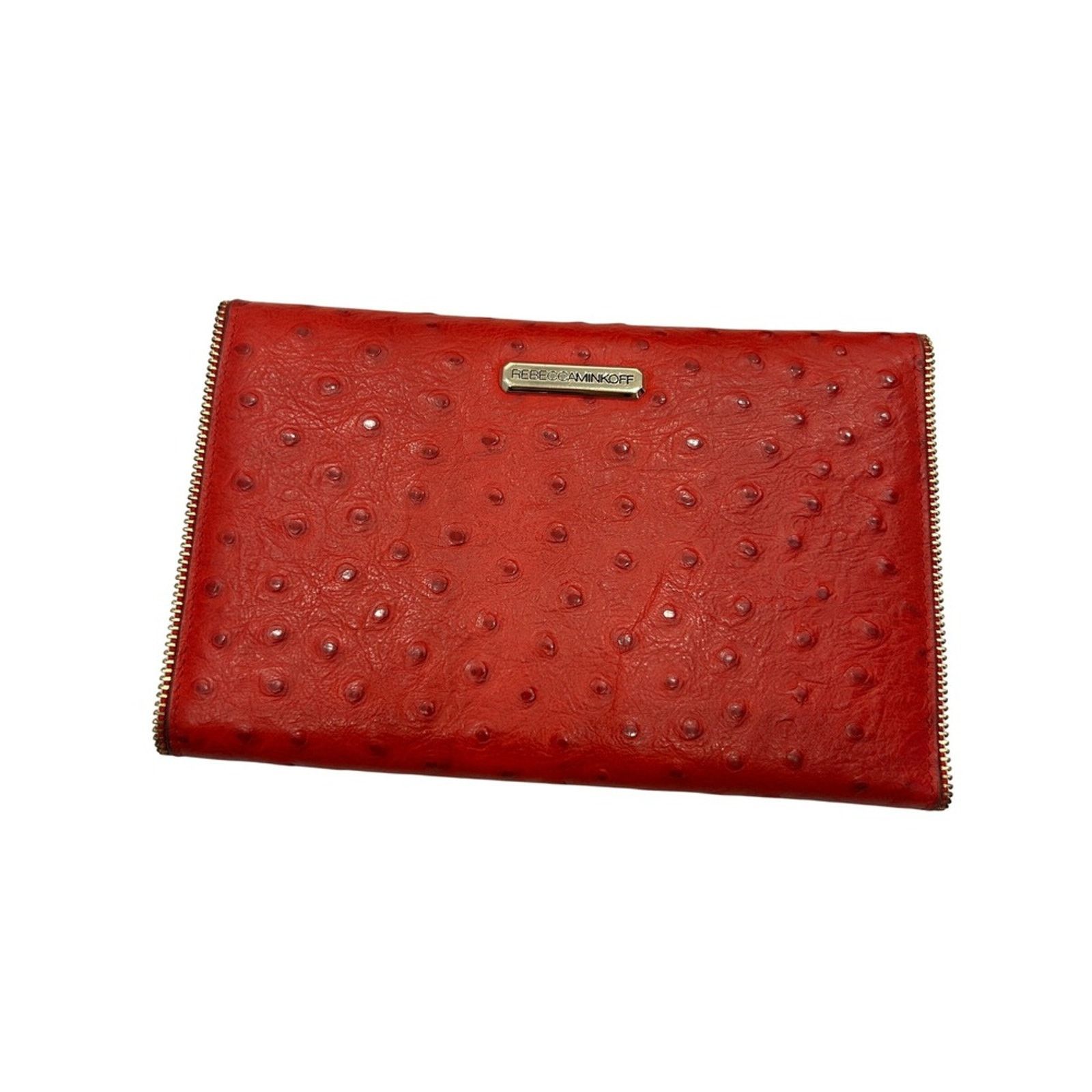 Rebecca Minkoff Rebecca Minkoff Red Ostrich Embossed Leather Zip Size ONE SIZE - 2 Thumbnail