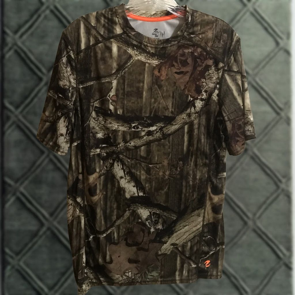 Vintage Energy Zone T-Shirt Oak Camouflage Poly Crew Neck Short Sleeve Brown XS S M L - Hunting, Loose Fit, Regular, Men Size US S / EU 44-46 / 1 - 1 Thumbnail
