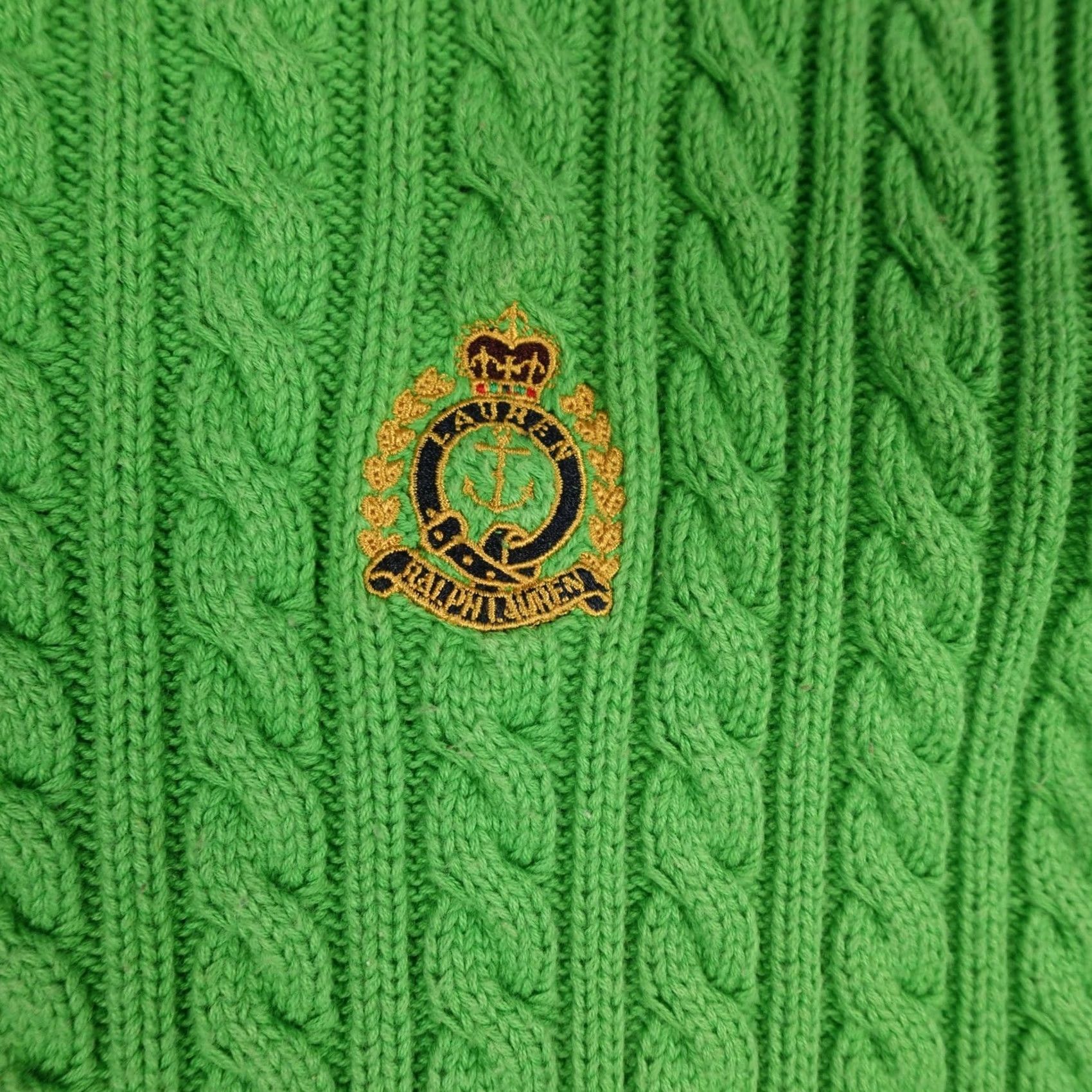 Ralph Lauren Lauren Ralph Lauren Sweater Womens M Green Cable-Knit Crest Logo Y2K Retro Pullover Size M / US 6-8 / IT 42-44 - 5 Thumbnail