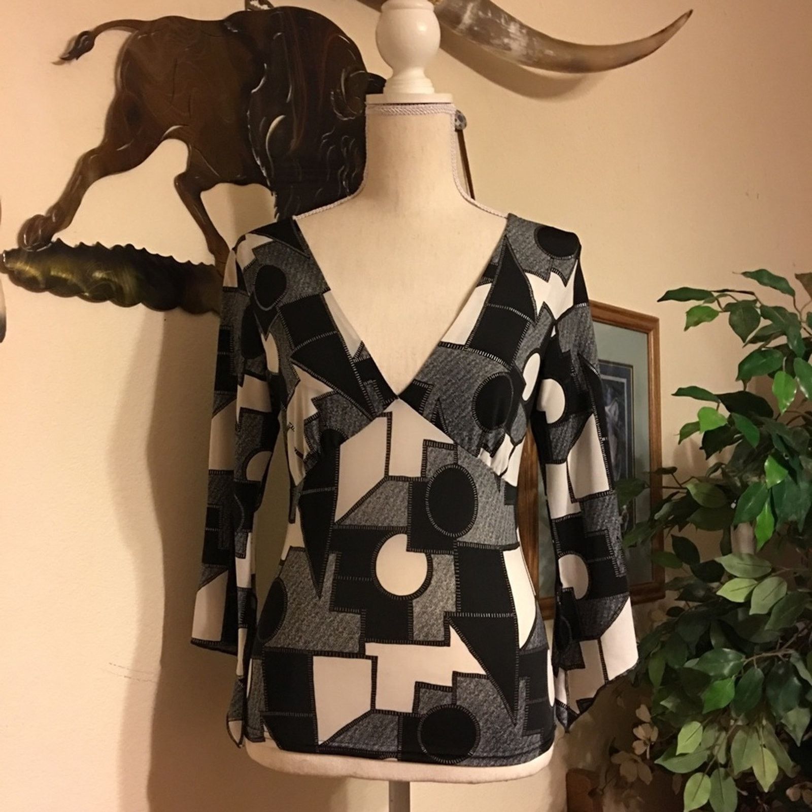 Other Luly K black & white stitch geometric top S Size S / US 4 / IT 40 - 1 Thumbnail