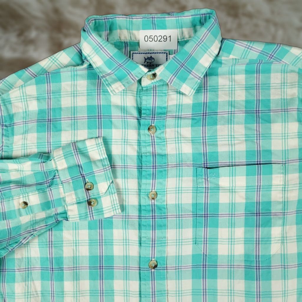 Southern Tide Southern Tide Shirt Adult Medium Blue Plaid Button-Up Long Sleeve Mens Size US M / EU 48-50 / 2 - 1 Thumbnail