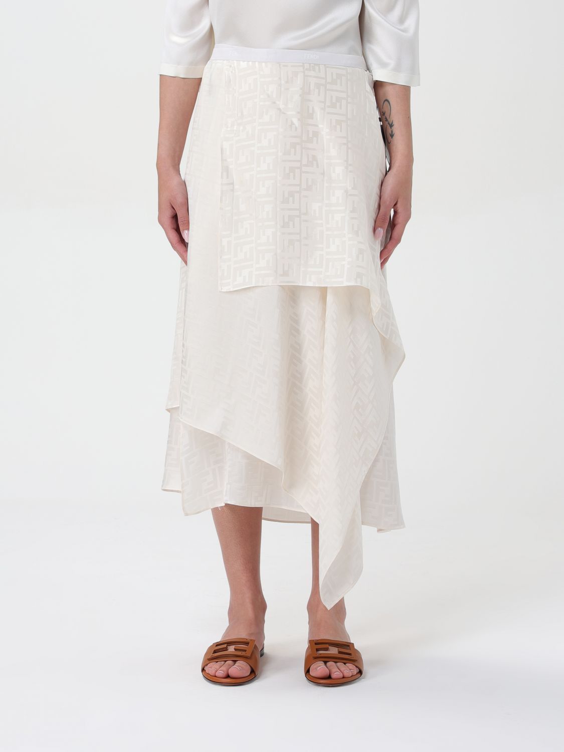 image of Fendi Skirt Woman White, Women's (Size 26)
