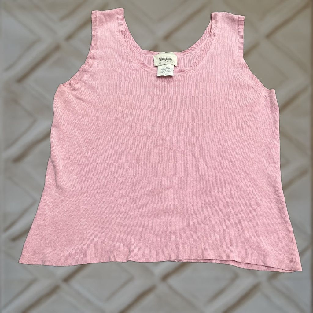 Neiman Marcus Neiman Marcus Vintage Tank Top Womens Large Pink Silk Blend Scoop Neck Sleeveless Basic Knitted Comfort Casual Size L / US 10 / IT 46 - 1 Thumbnail