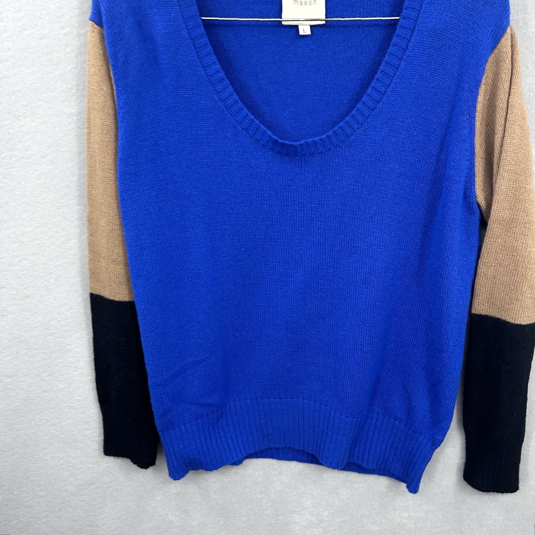 Mason's Mason Sweater Women L Blue Cashmere Blend Dolman Crewneck Pullover - - Classic Designer Knit Sweatshirt Size L / US 10 / IT 46 - 2 Thumbnail