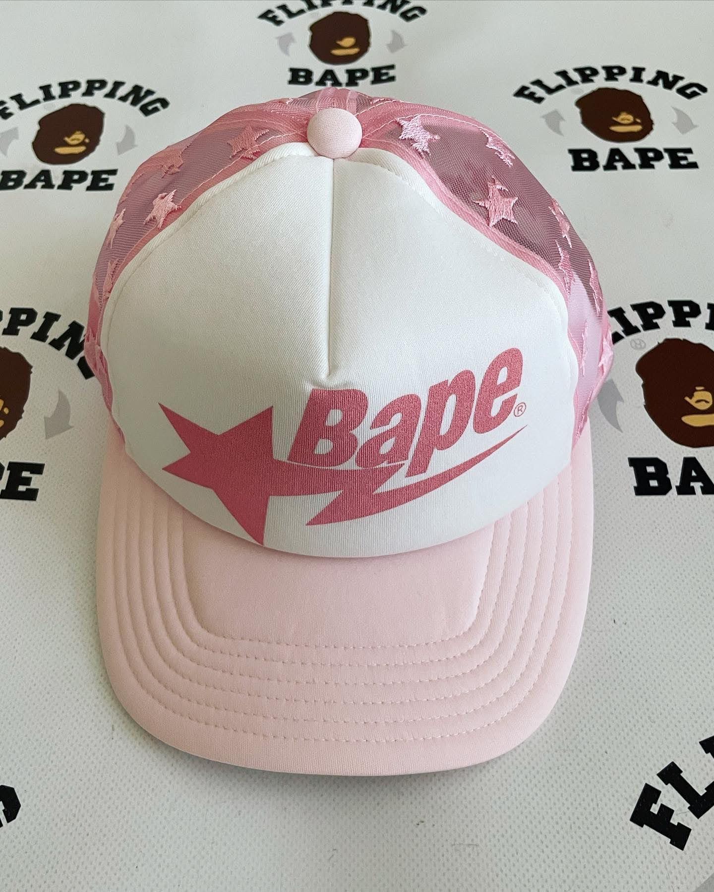 image of Bape Sta Allover Mesh Cap in Pink, Men's