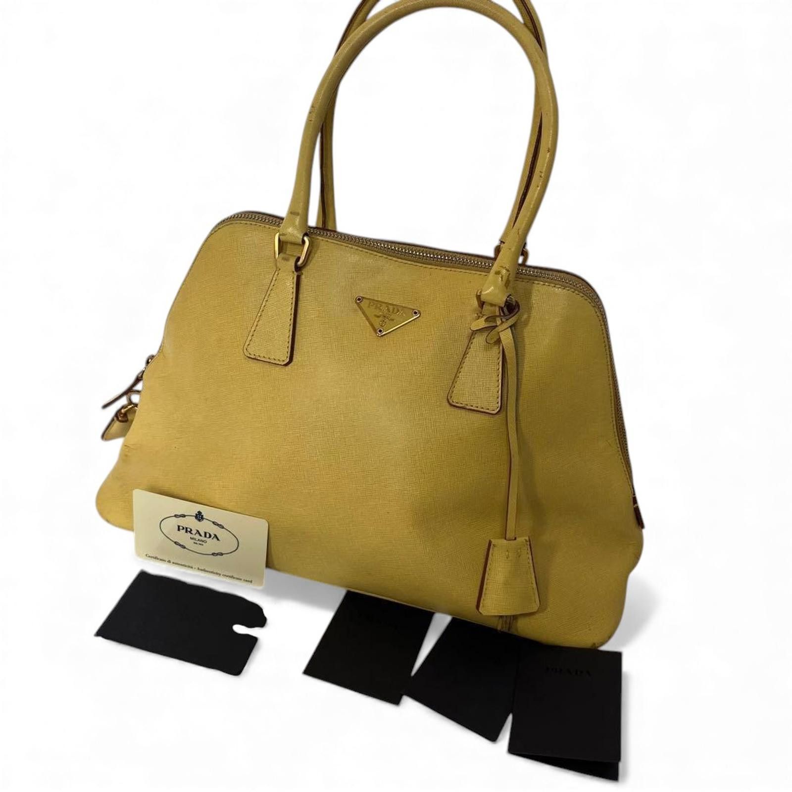 Prada Prada - Yellow Leather Handbag Size ONE SIZE - 2 Thumbnail