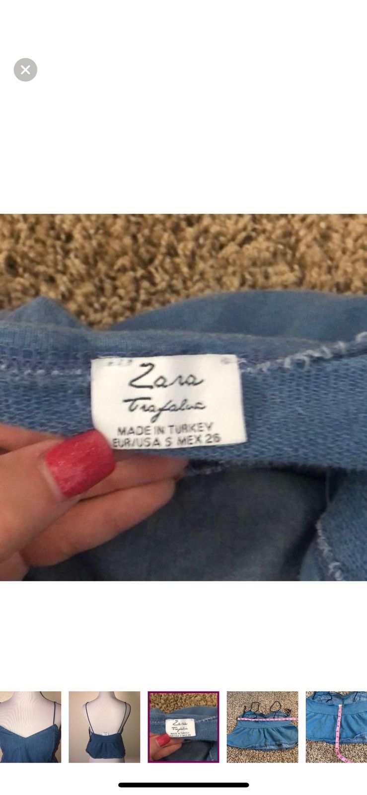 Zara Zara trafaluc small chambray crop top Size S / US 4 / IT 40 - 2 Thumbnail