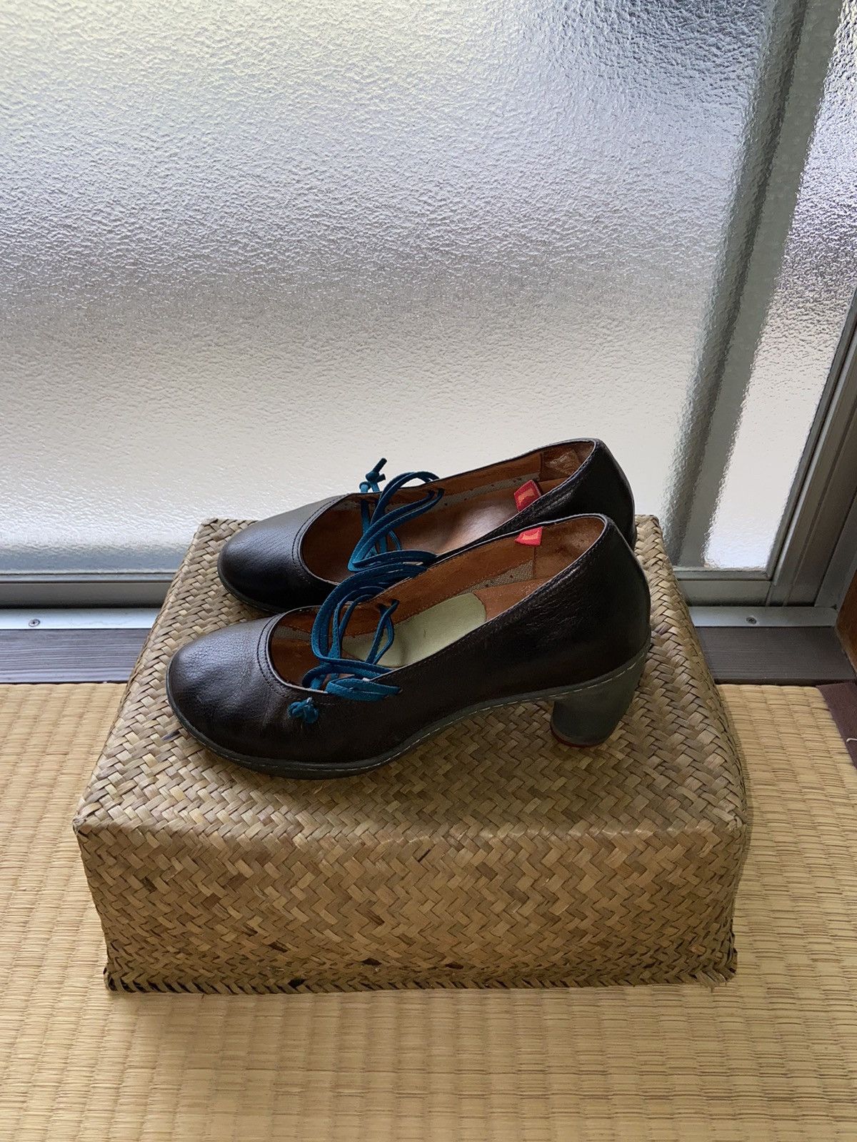 Camper × Vintage Camper Peu Nara Lace-up Pumps Leather Round Toe Heels Size US 7 / IT 37 - 3 Thumbnail