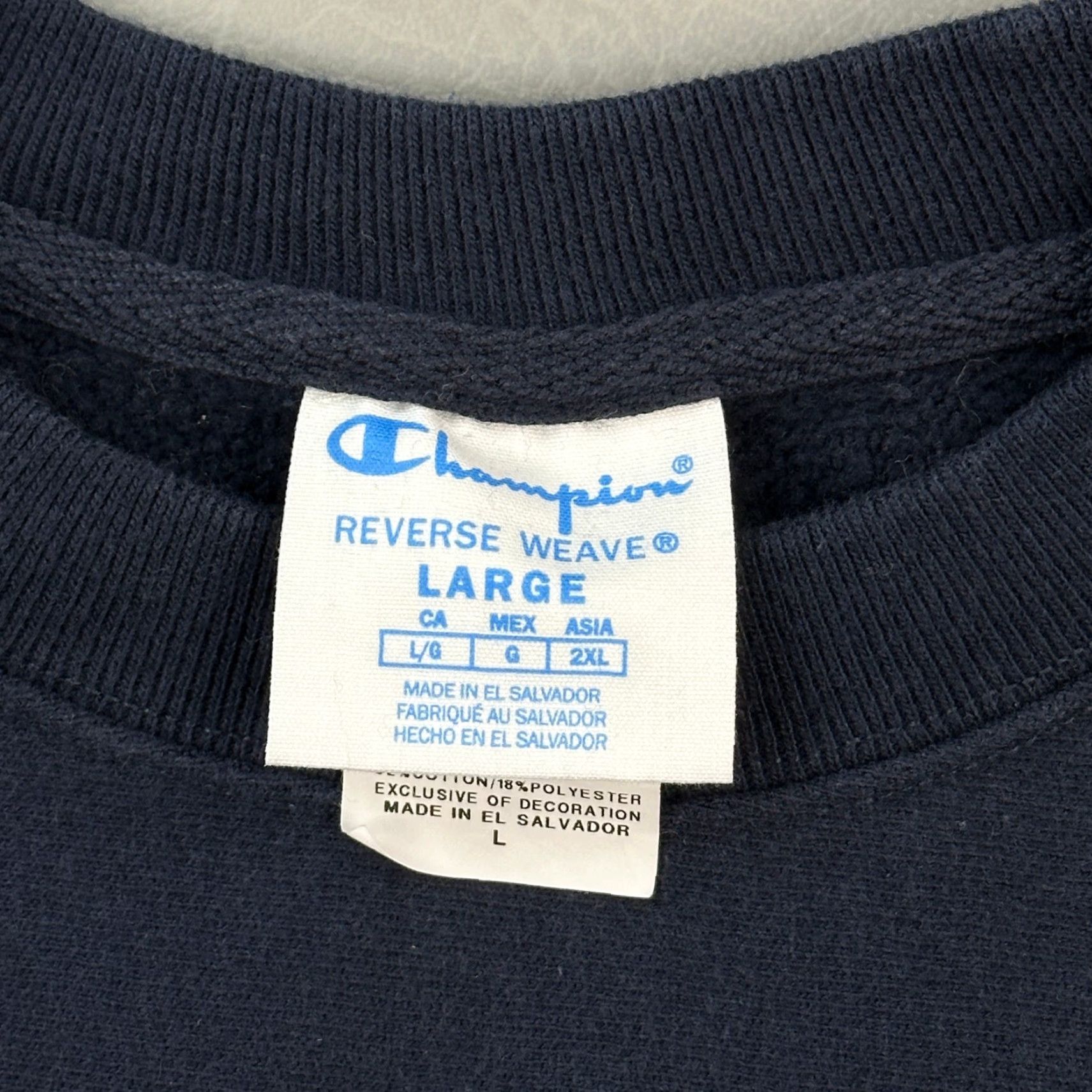 Champion Champion Sweatshirt Mens Large Navy Chenille Embroidered Pullover Reverse Weave Size US L / EU 52-54 / 3 - 6 Thumbnail