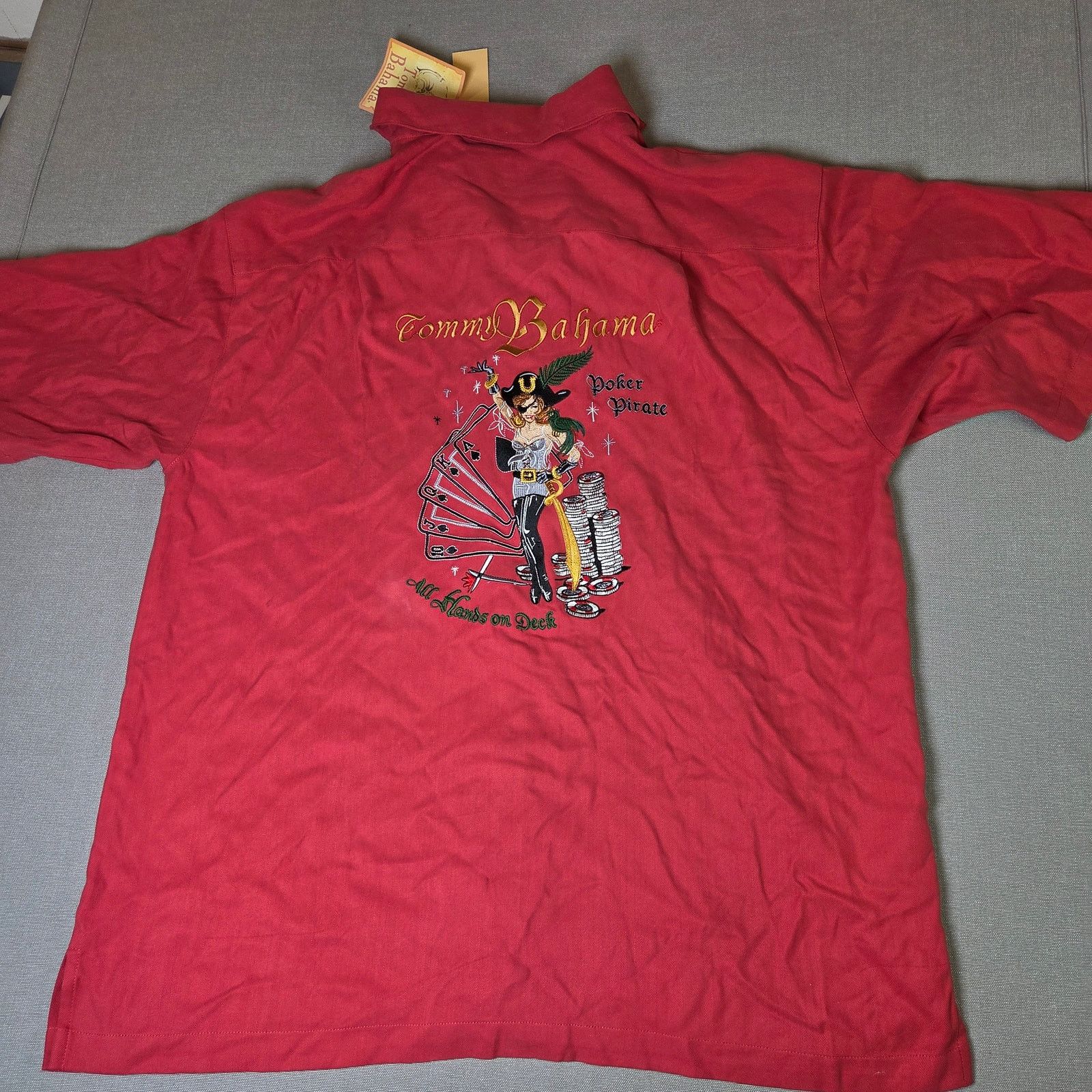 Tommy Bahama Tommy Bahama Poker Pirate Silk Shirt Size L Size US L / EU 52-54 / 3 - 1 Thumbnail
