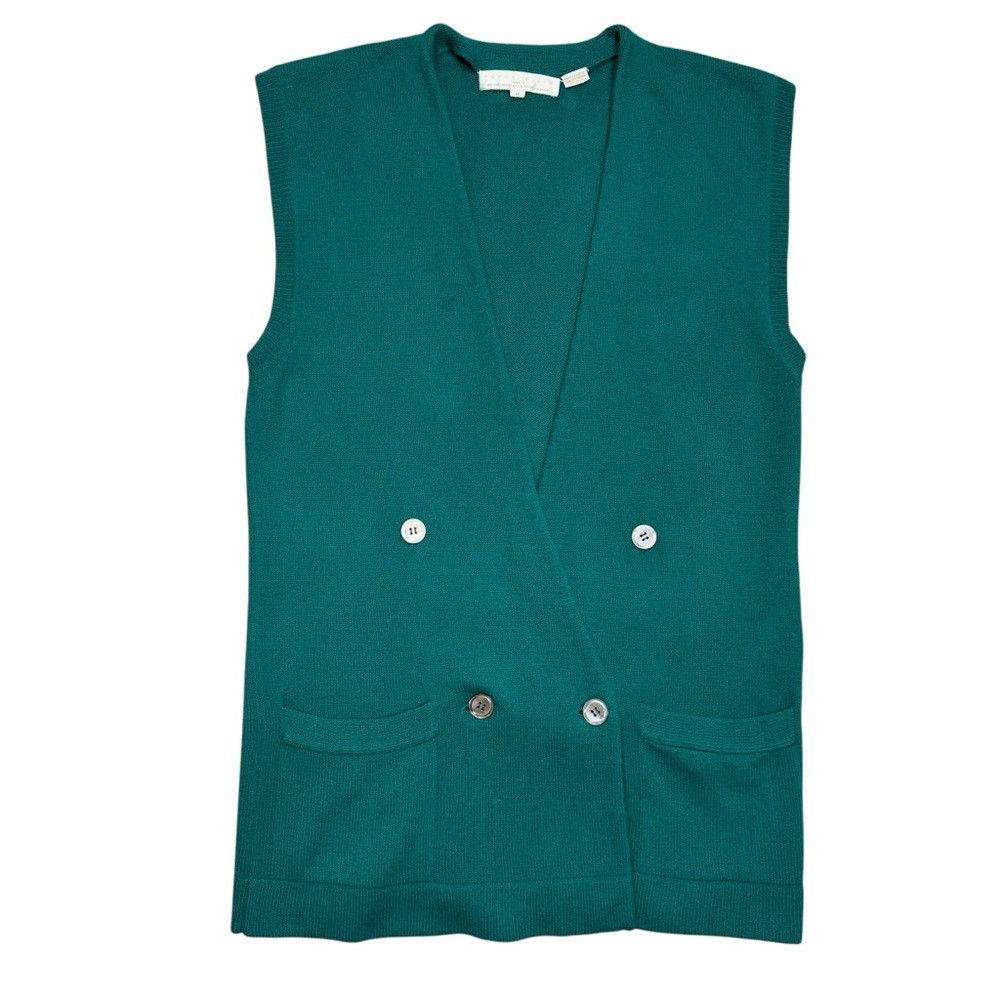 Perry Ellis Vintage Perry Ellis Front Button Closure Cashmere Green Ves Size M / US 6-8 / IT 42-44 - 6 Thumbnail