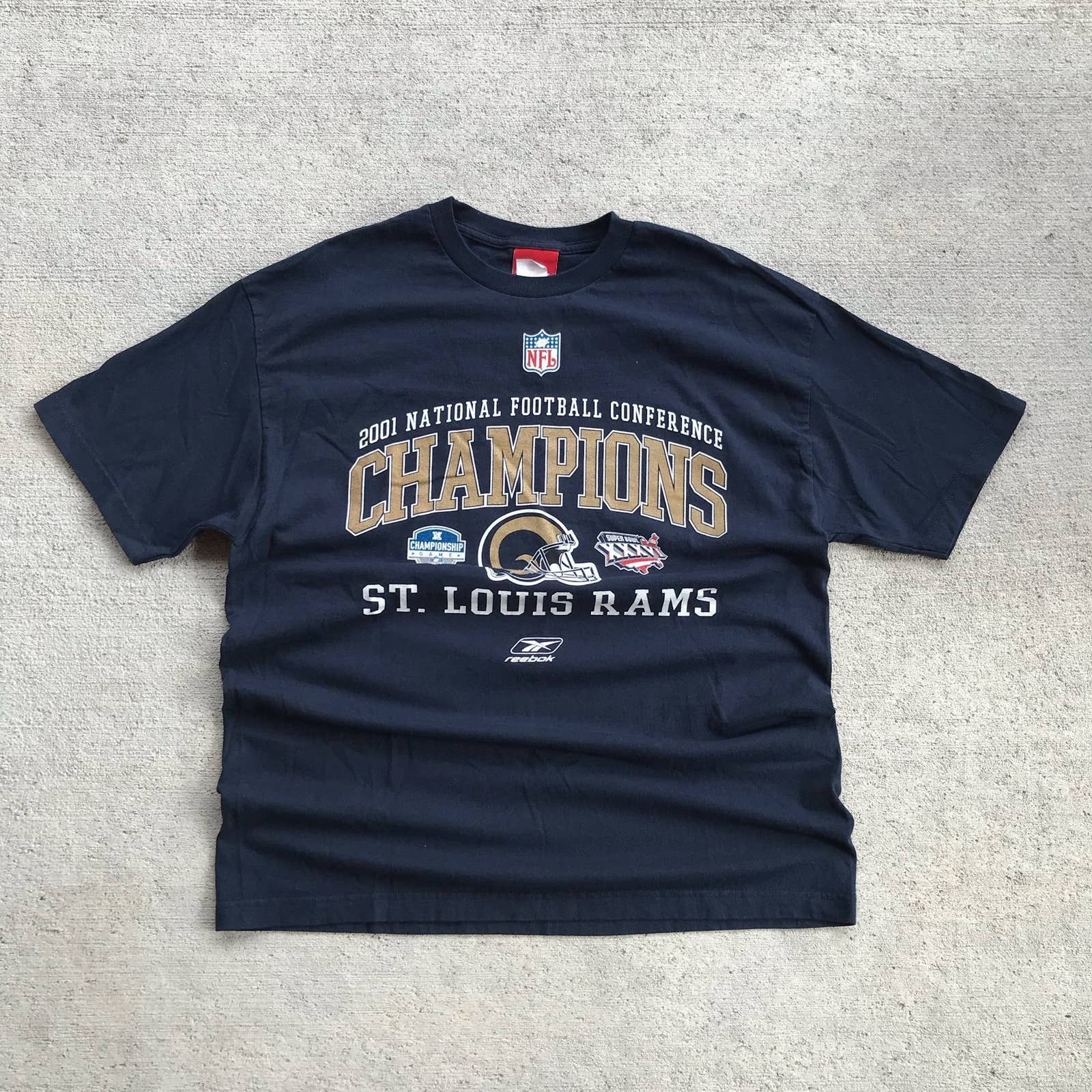 Y2K St Louis Rams National Conference Champs 2001 t-shirt Large