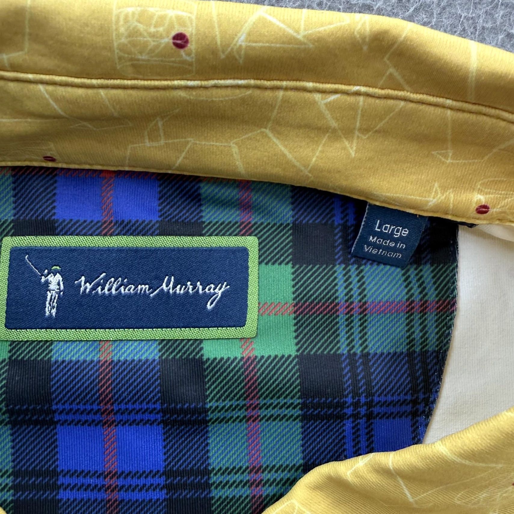 Vintage William Murray Polo Shirt Mens Large Yellow Geometric Performance Golf Stretch Polo Shirt Mens Large Yellow Geometric Pattern Golf Size US L / EU 52-54 / 3 - 3 Thumbnail