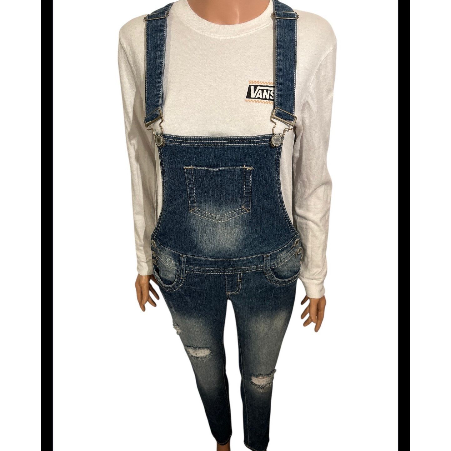Almost Famous Almost Famous Blue Denim Overalls Juniors Size Small Size 27" / US 4 / IT 40 - 3 Thumbnail
