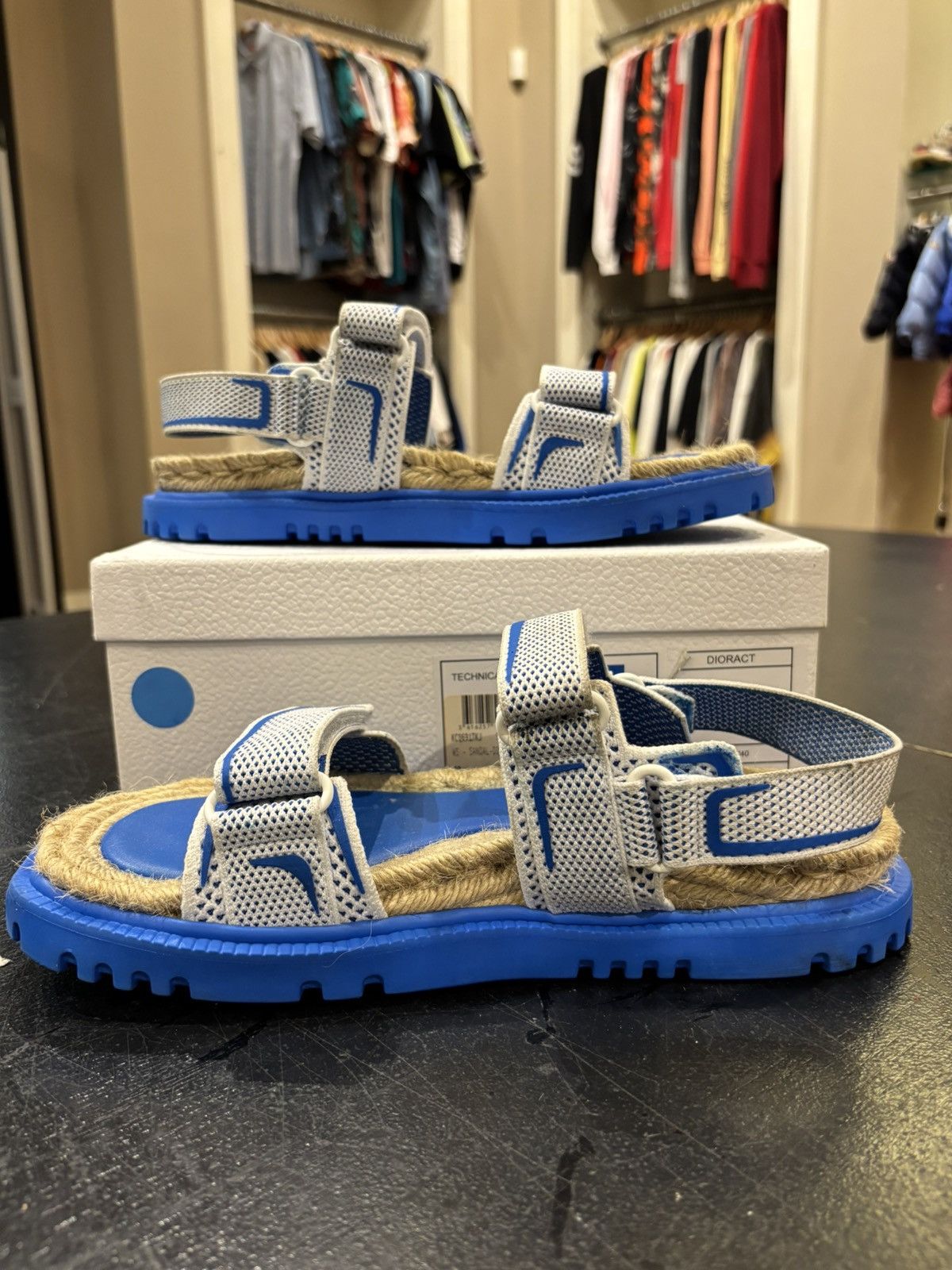 Dior Dior Dioract One Strap Sandals Tweed Blue Size US 10 / IT 40 - 7 Thumbnail