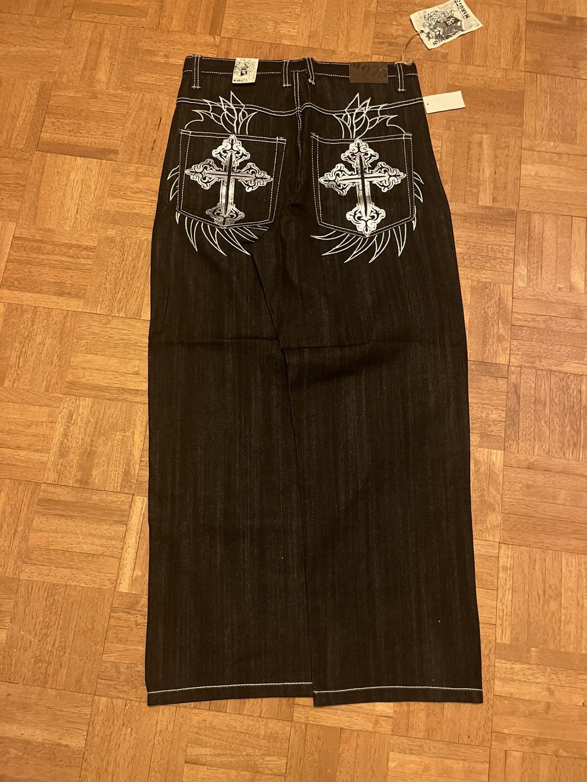 Affliction × Japanese Brand marq75 super nice baggy asl with gothic cross&wing design Size US 36 / EU 52 - 2 Thumbnail