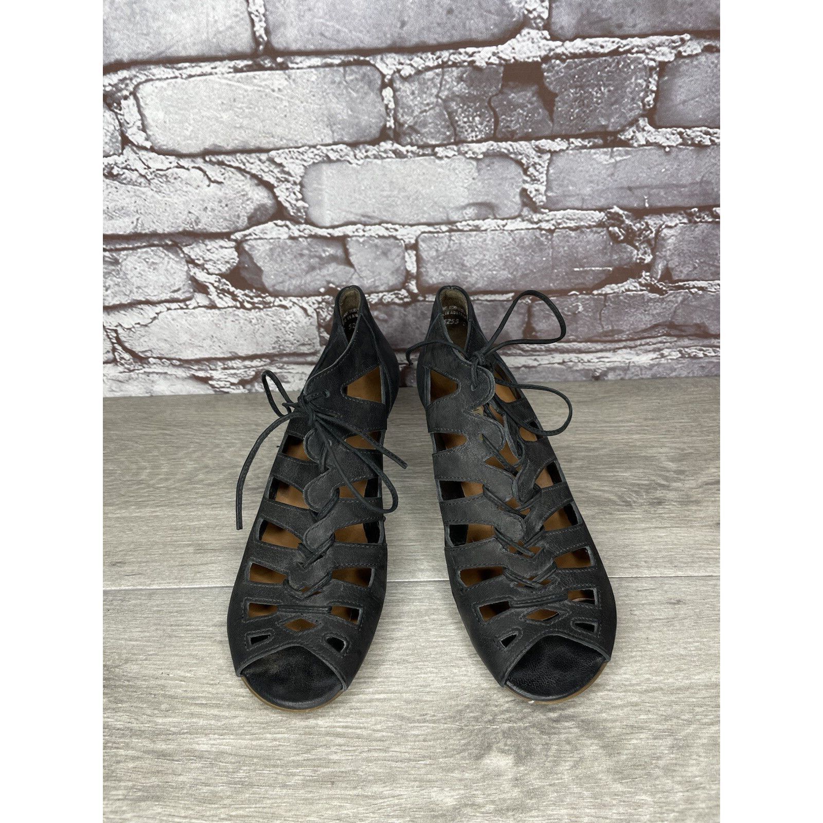 Other Paul Green Munchen Black Leather Caged Lace Up Heel Sandals Size US 6.5 / IT 36.5 - 15 Thumbnail