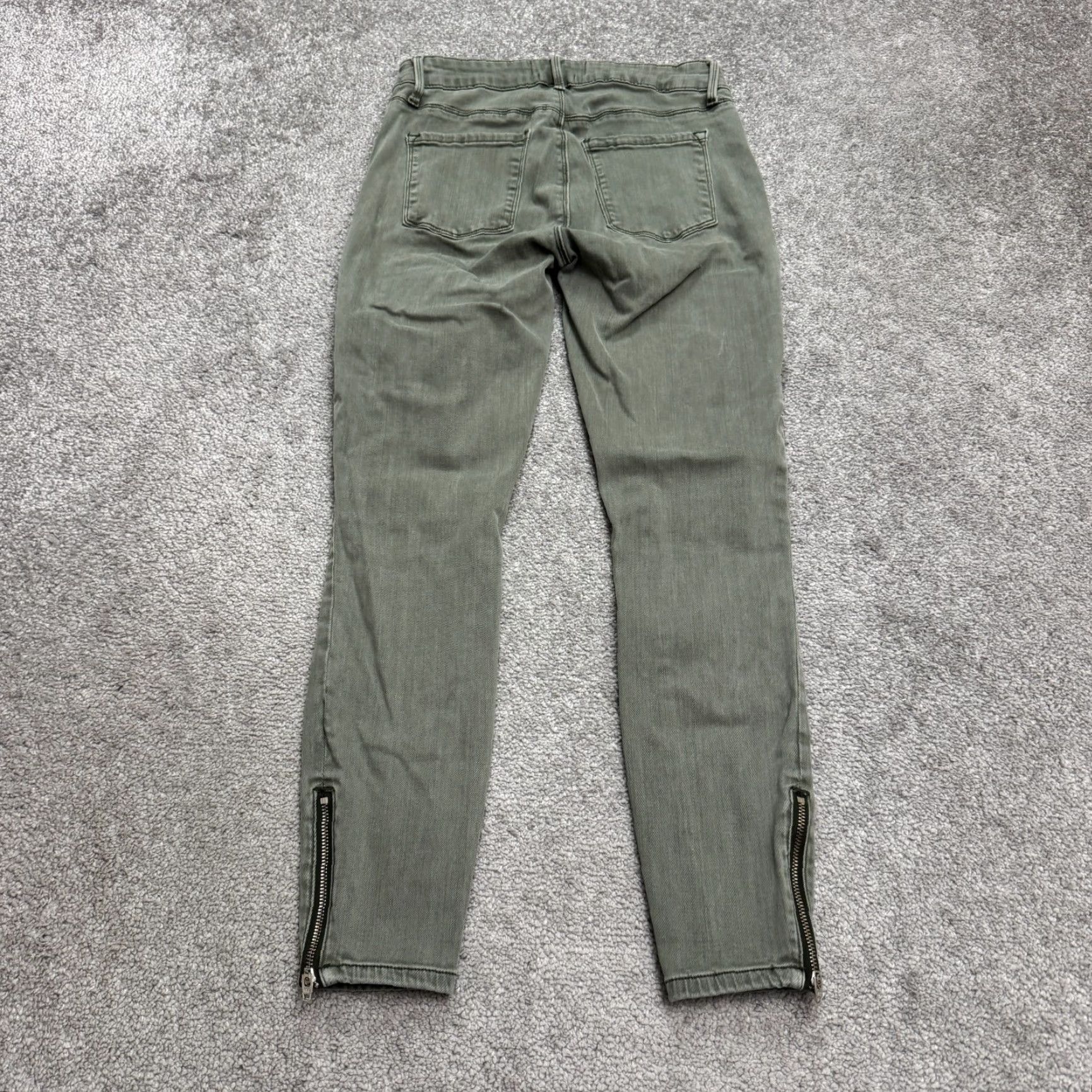 Pistola Pistola Moto Skinny Denim Jeans Womens 26 Olive Green Ankle Zip Pocket 25x25 Size 26" / US 2 / IT 38 - 2 Thumbnail