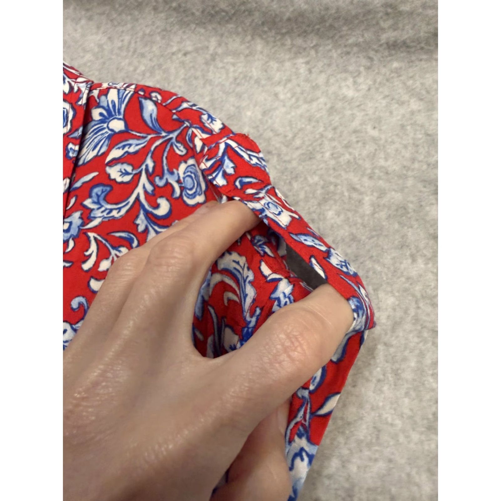 Mango Mango Shirt Dress Womens Medium Red Floral Collared Belted Fit & Flare Midi Shirt Dress Size M / US 6-8 / IT 42-44 - 7 Thumbnail