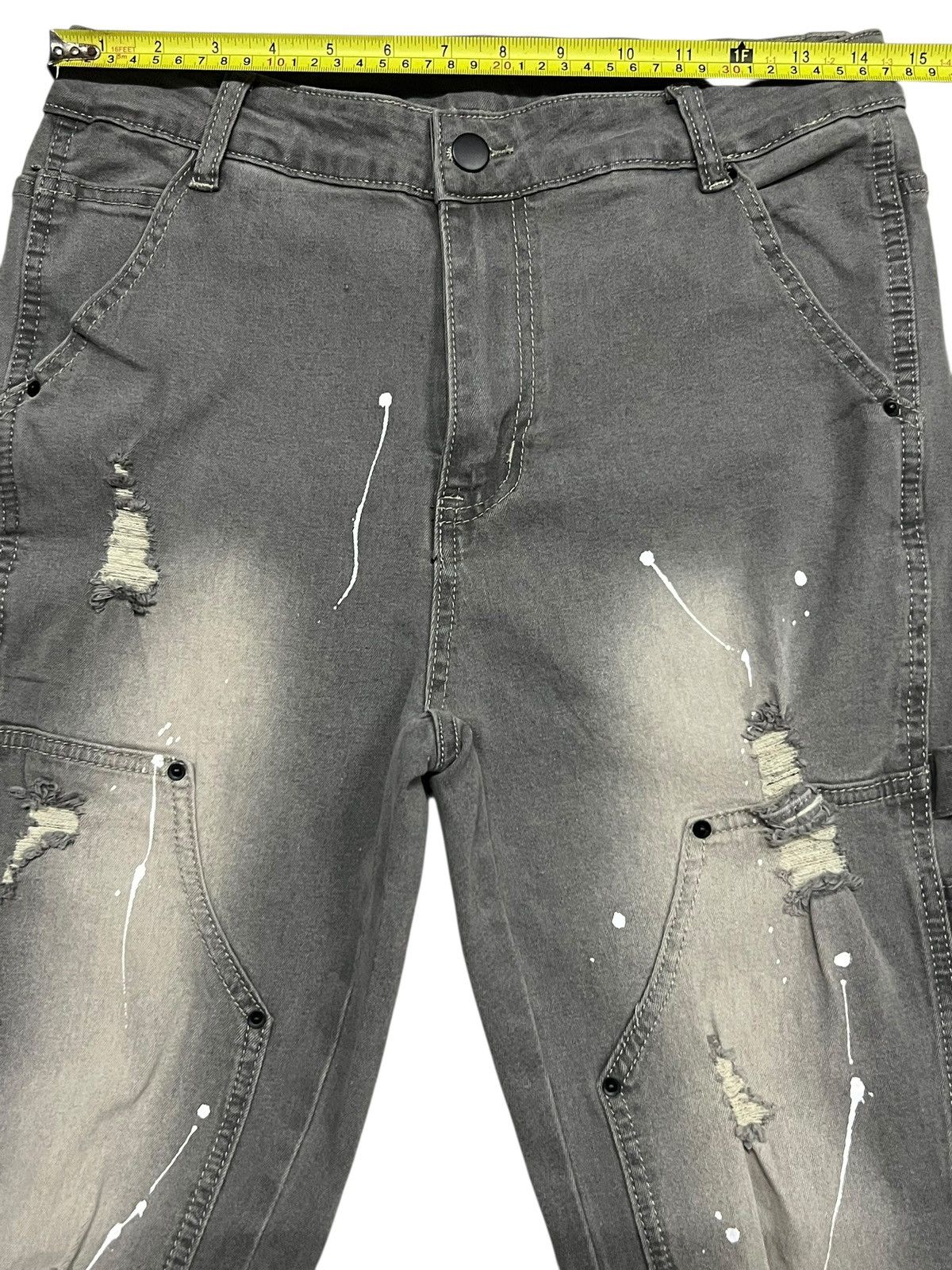 Japanese Brand Flared Vintage Double Knee Studded Splatter-Distressed Denim Size US 29 - 8 Thumbnail