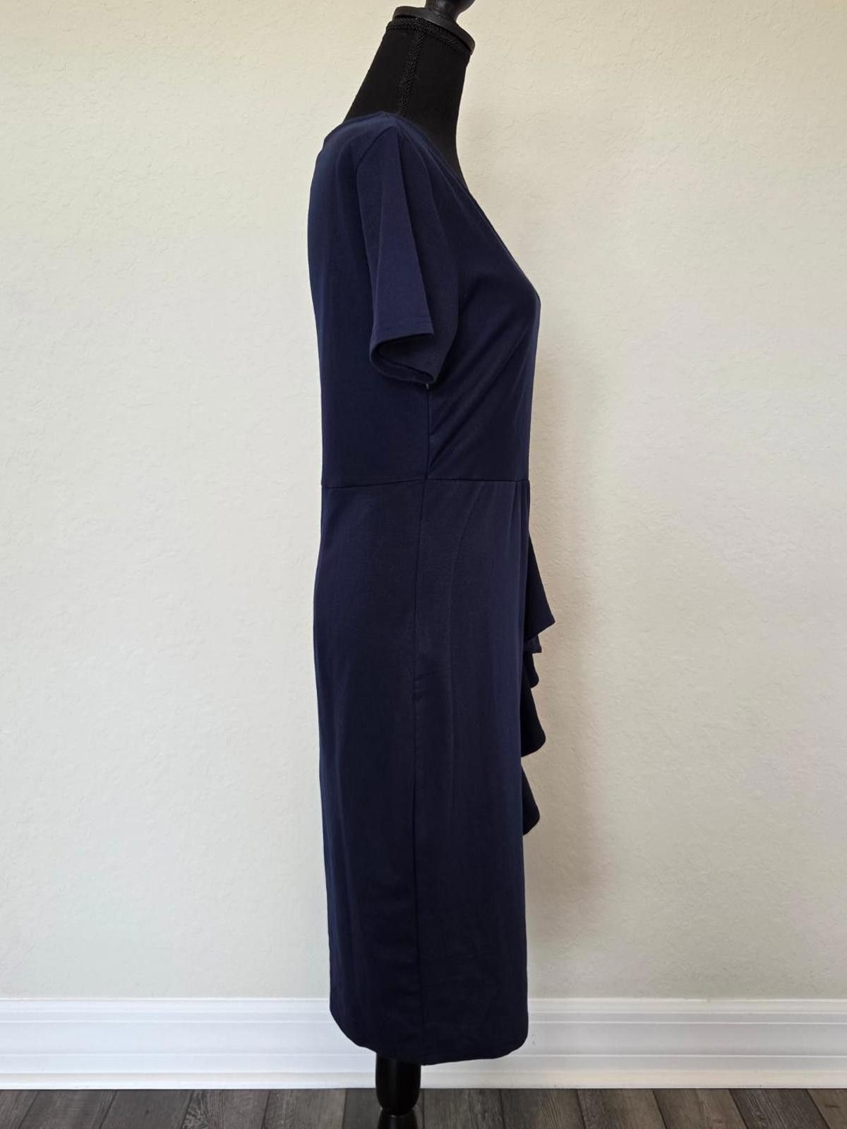 Designer Oxiuly Women's V Neck Slim Ruffle Hem Sheath Dress - NWT Size M / US 6-8 / IT 42-44 - 4 Thumbnail