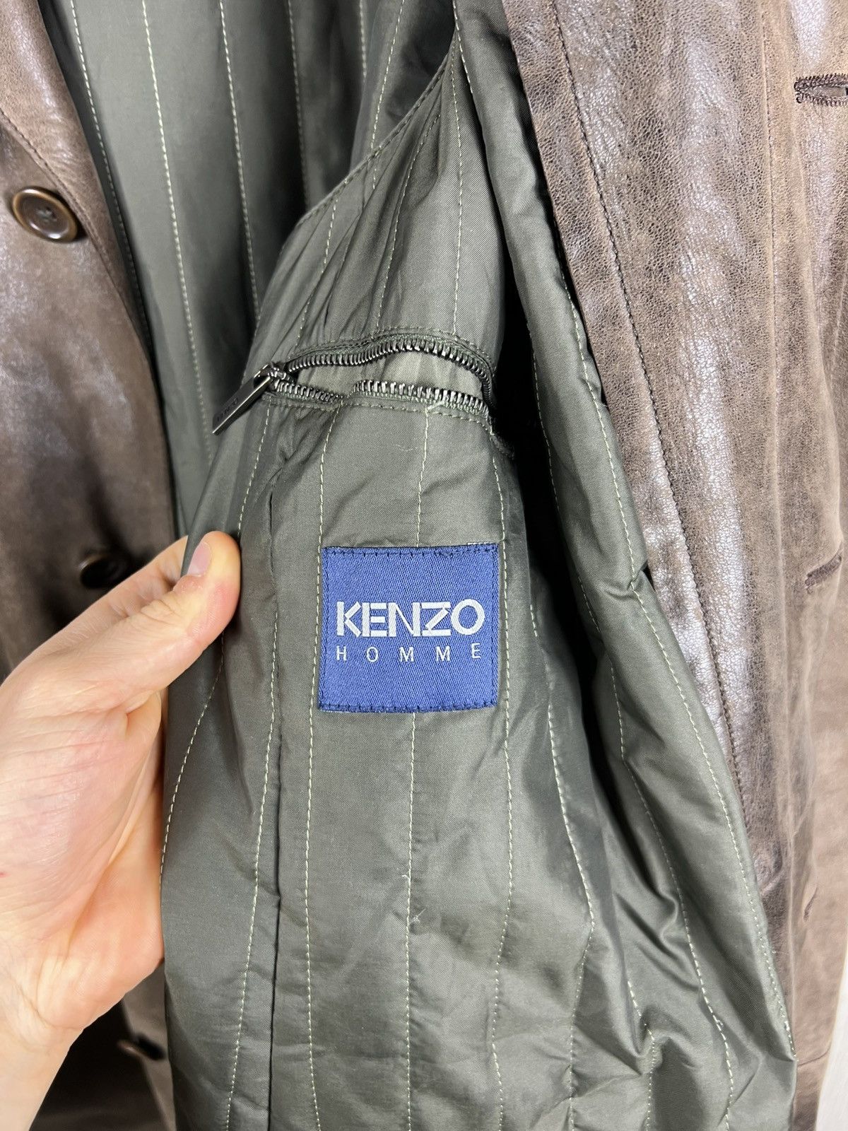 Kenzo Vintage Kenzo leather long coat distressed jacket Size US XL / EU 56 / 4 - 22 Thumbnail