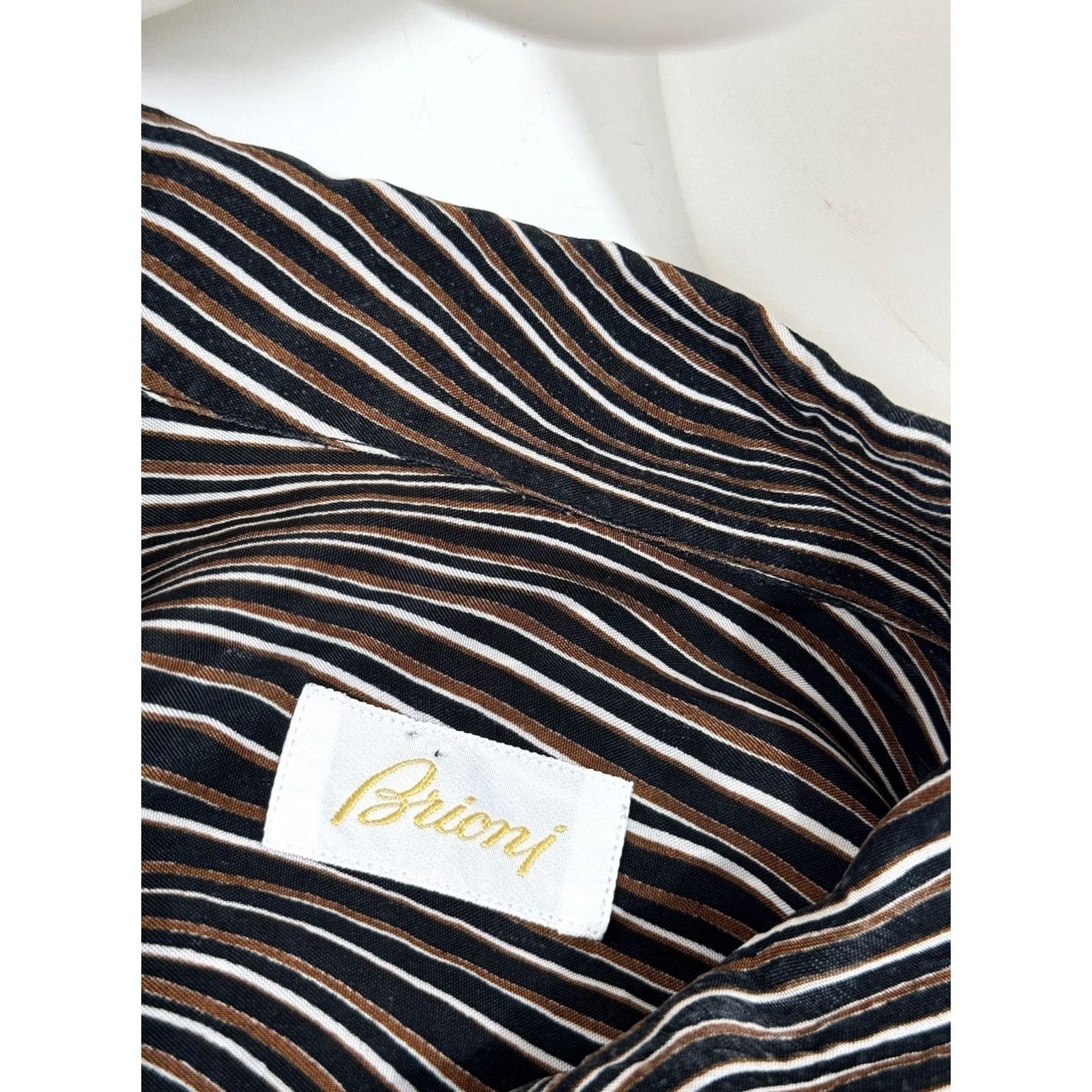 Brioni Brioni Italy - Rayon Wavy Striped Mens L Shirt Rubber? Size US L / EU 52-54 / 3 - 5 Thumbnail