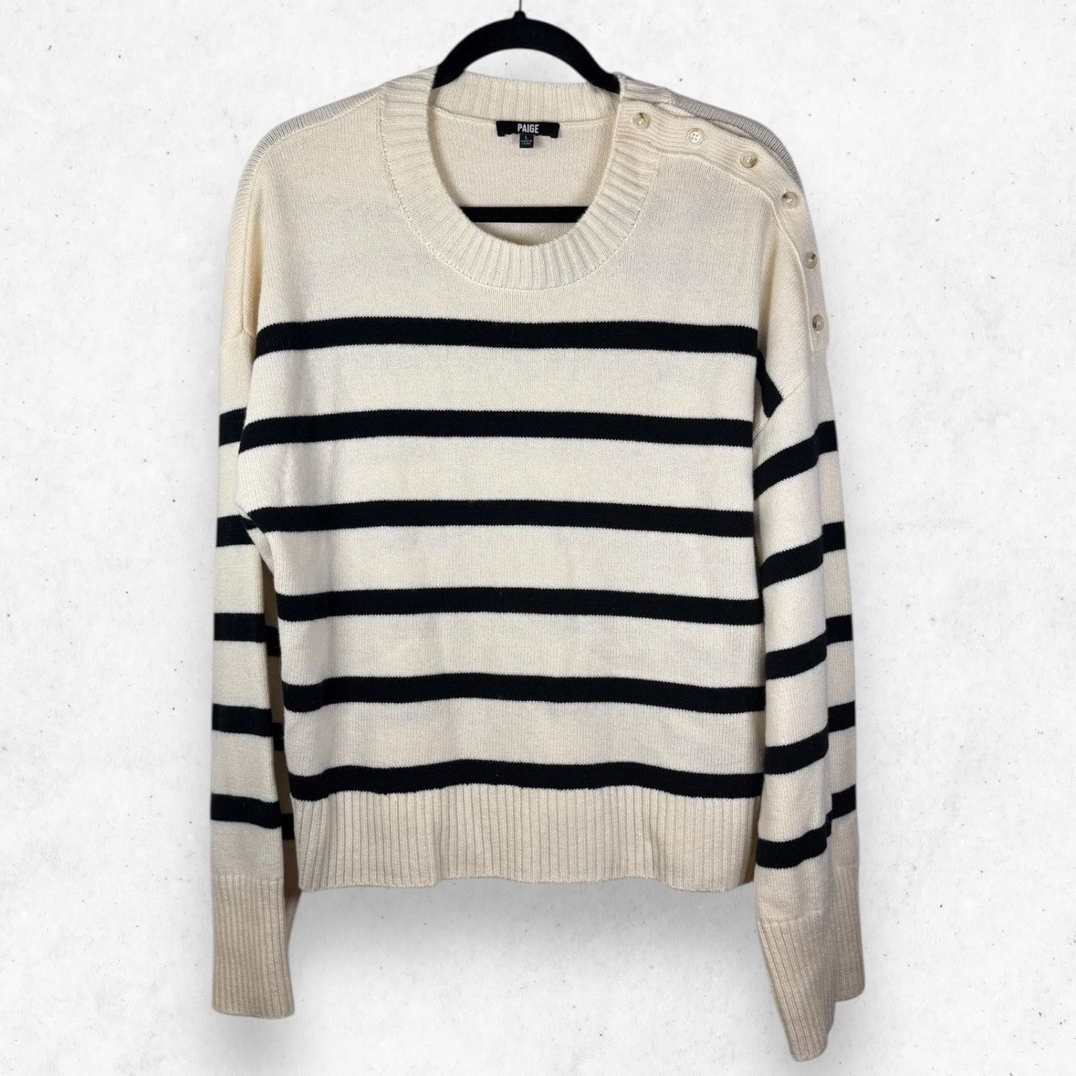 Paige PAIGE Zofia Striped Recycled Wool Blend Sweater Women's L Size L / US 10 / IT 46 - 1 Thumbnail