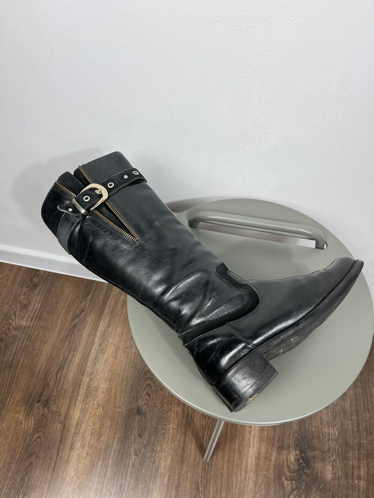 Clarks Clarks Black Leather Knee High Boots Buckle Zip Size US 5 / IT 35 - 13 Thumbnail