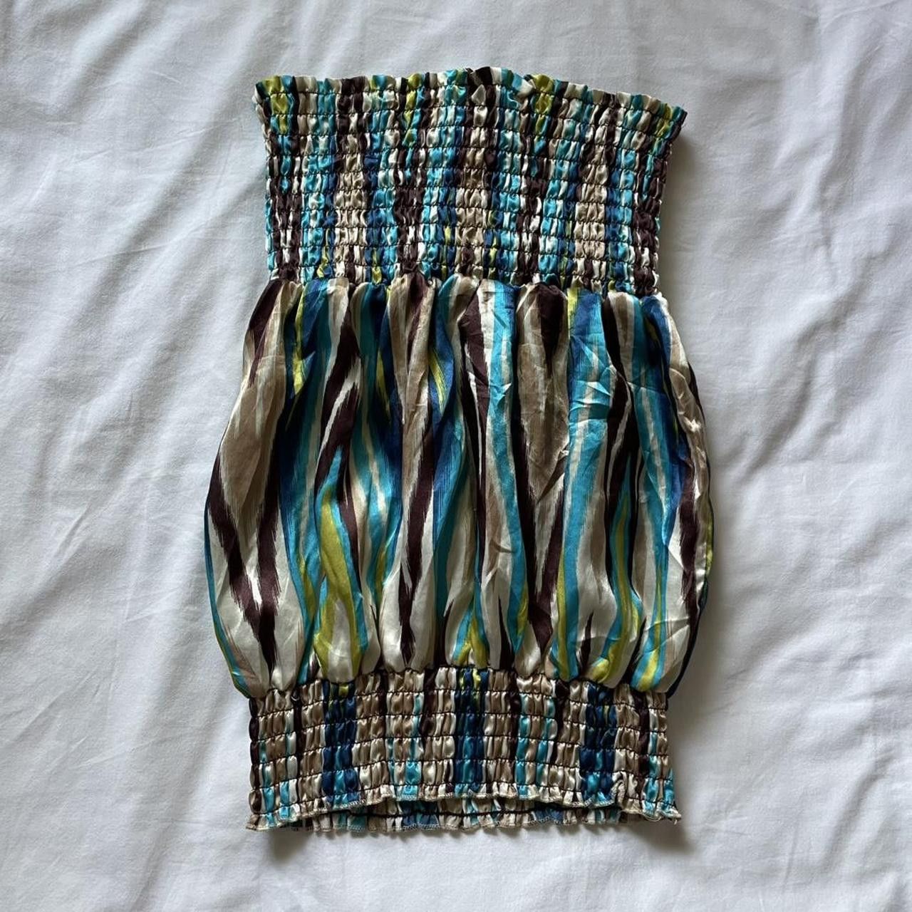 Vintage 2000s striped satin tube top size Size ONE SIZE - 2 Thumbnail