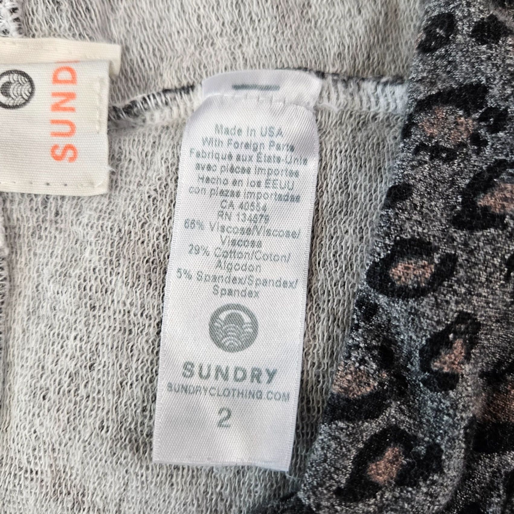 Sundry Sundry Womens Cropped Kick Flare Pants Size 2 Medium Gray Black Leopard Print Size 32" / US 10 / IT 46 - 6 Thumbnail