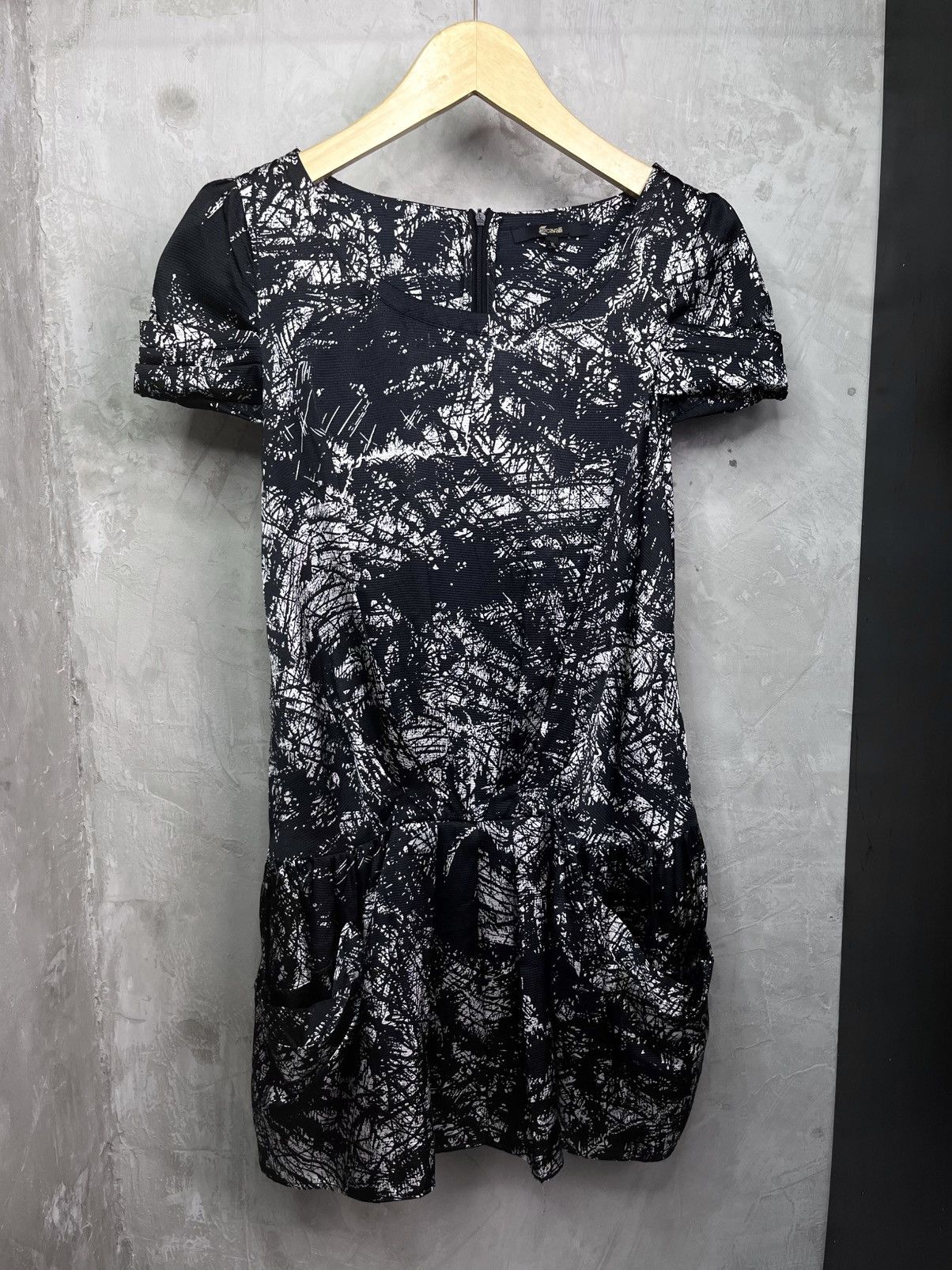 Just Cavalli Just Cavalli Marble Abstract Black Midi Dress Size S / US 4 / IT 40 - 1 Thumbnail