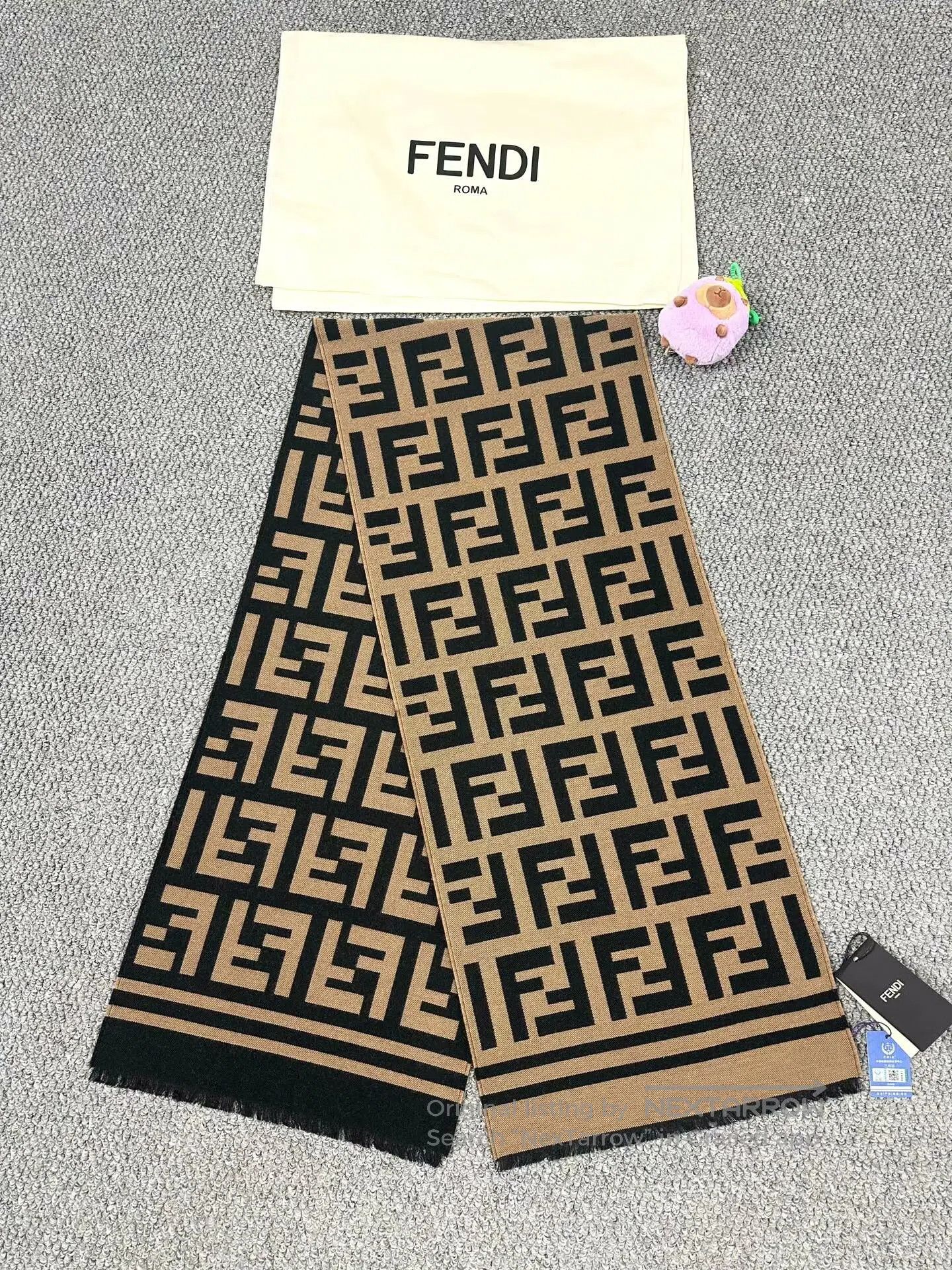 Fendi FENDI Classic Brown Monogrammed Old Logo Scarf| Size ONE SIZE - 1 Thumbnail